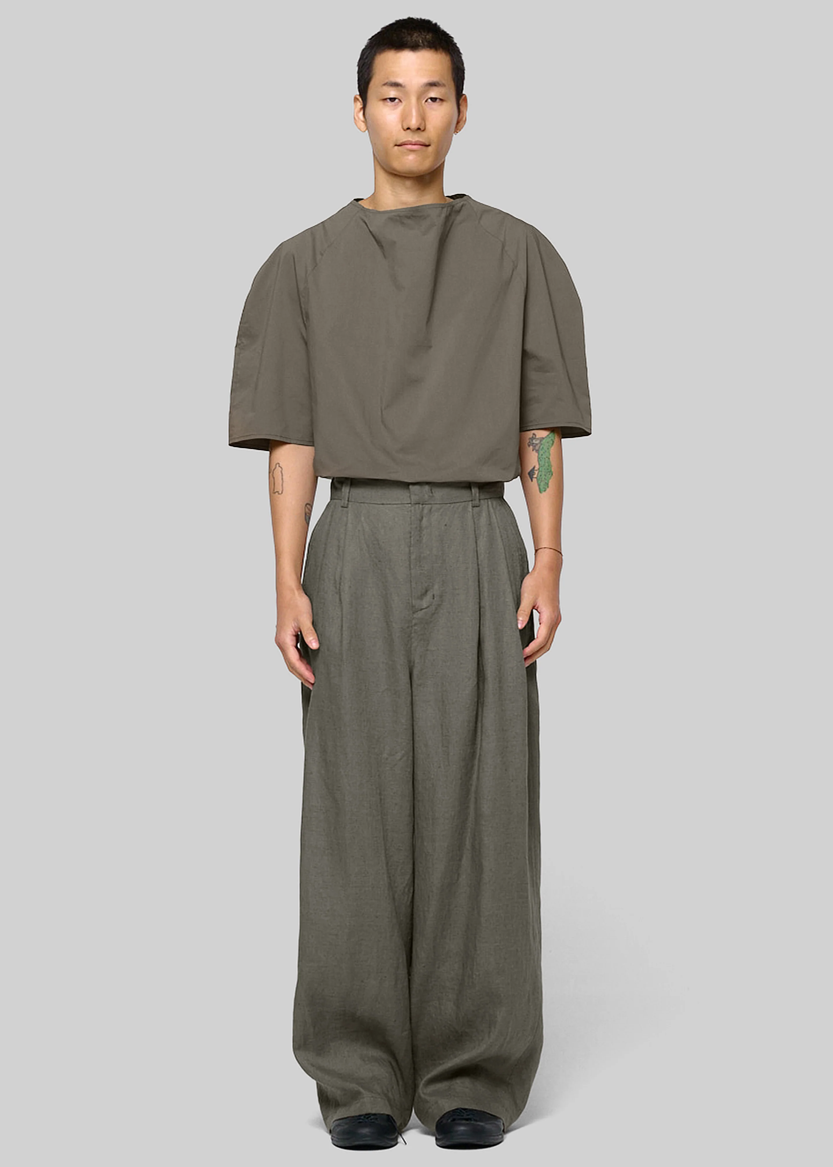 Amomento Raglan Cowl Neck Top - Khaki - Image 3