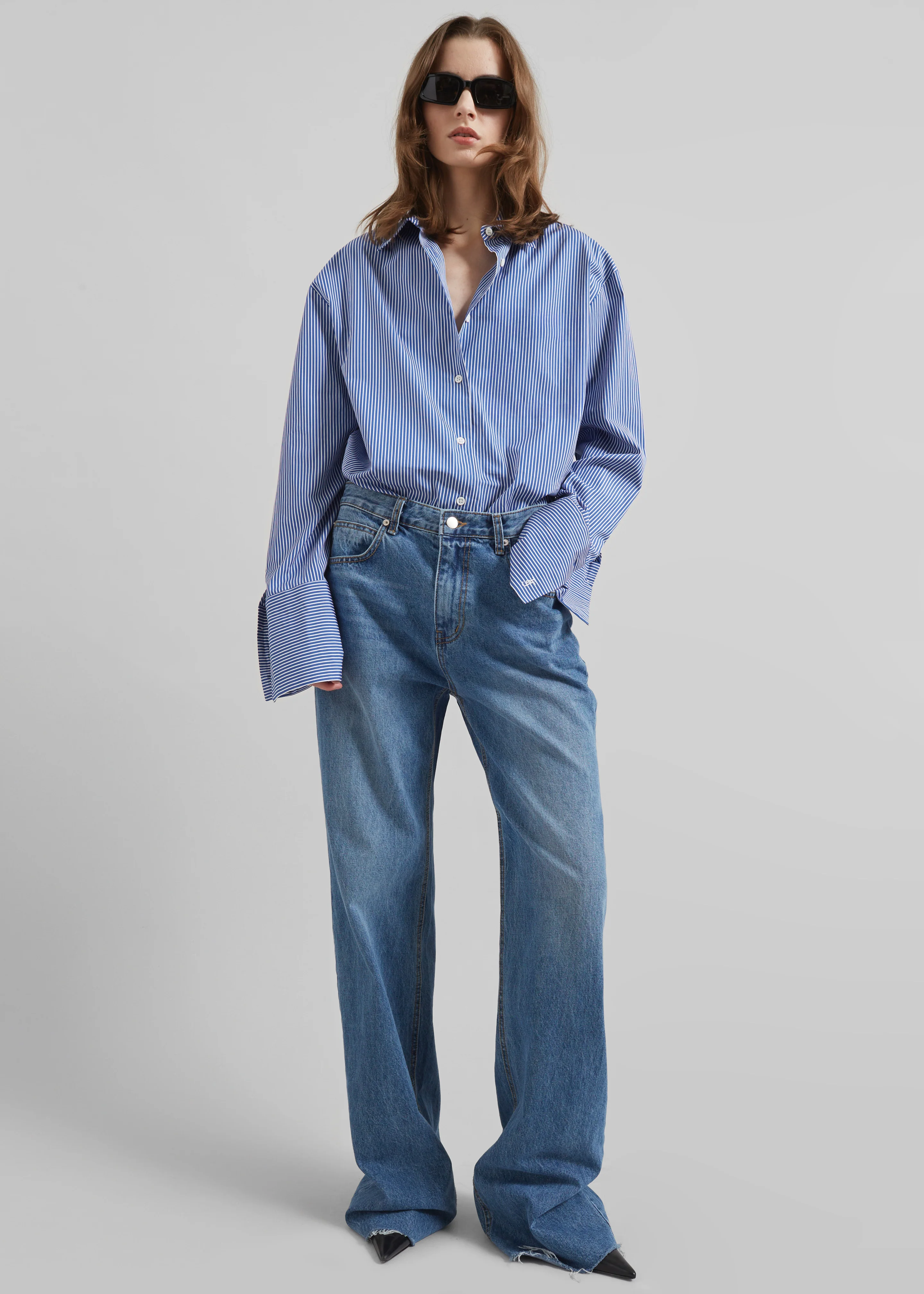 Anvers Striped Cotton Button Up Shirt - Blue/White Stripe - Image 2