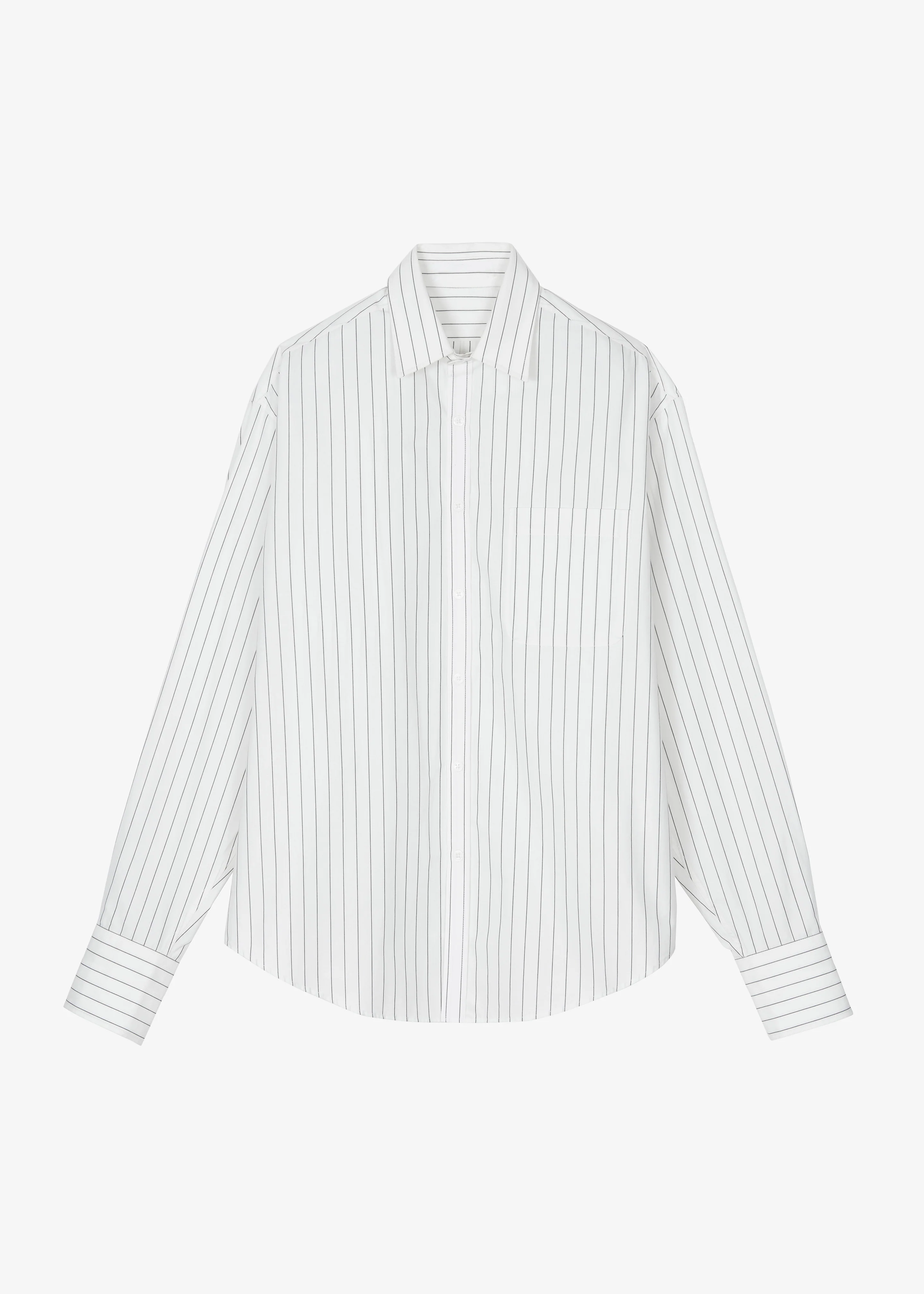 Anvers Striped Cotton Button Up Shirt - White/Black Stripe - Image 15