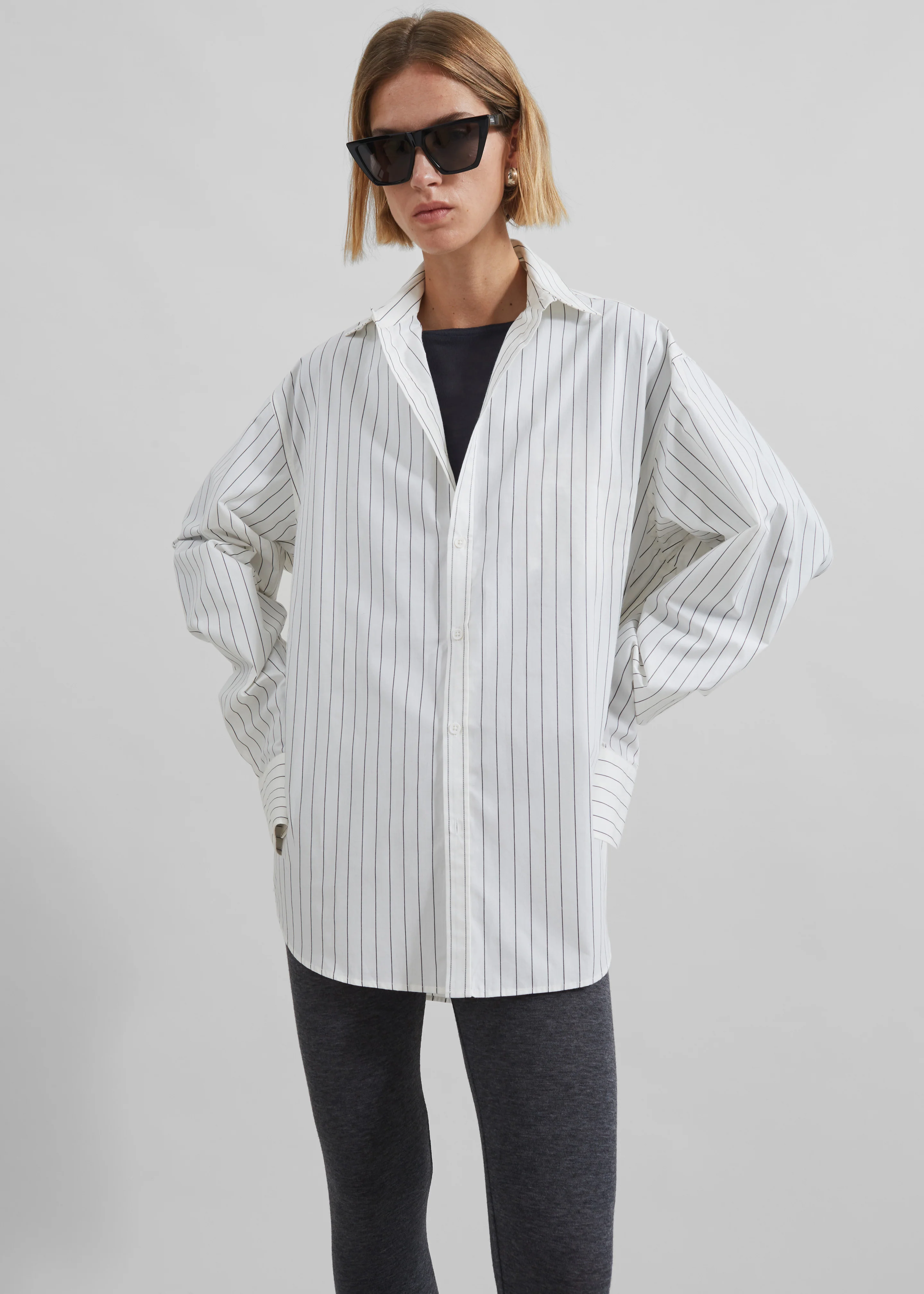 Anvers Striped Cotton Button Up Shirt - White/Black Stripe - Image 6
