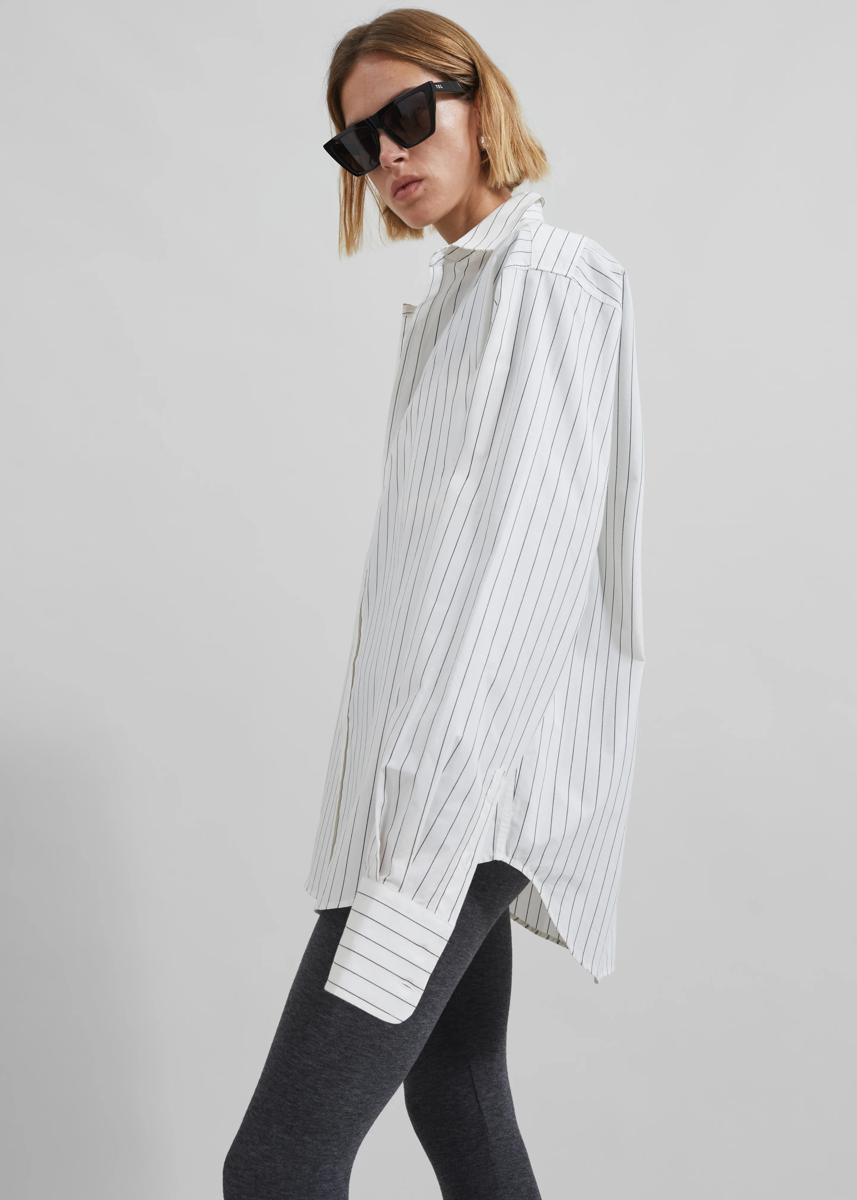 Anvers Striped Cotton Button Up Shirt - White/Black Stripe - Image 9