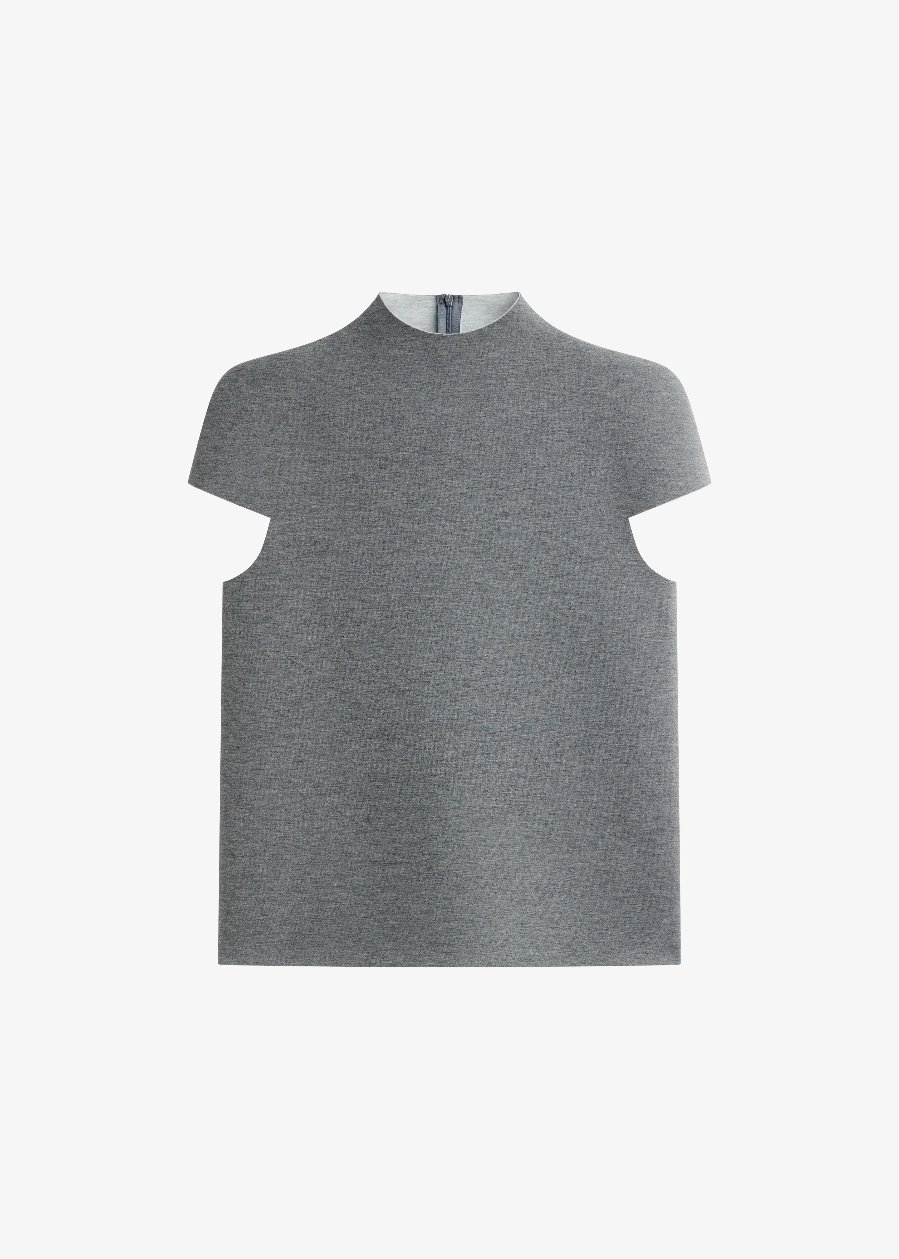 Anya Neoprene Sculpted Sleeve Top - Grey Melange - Image 7