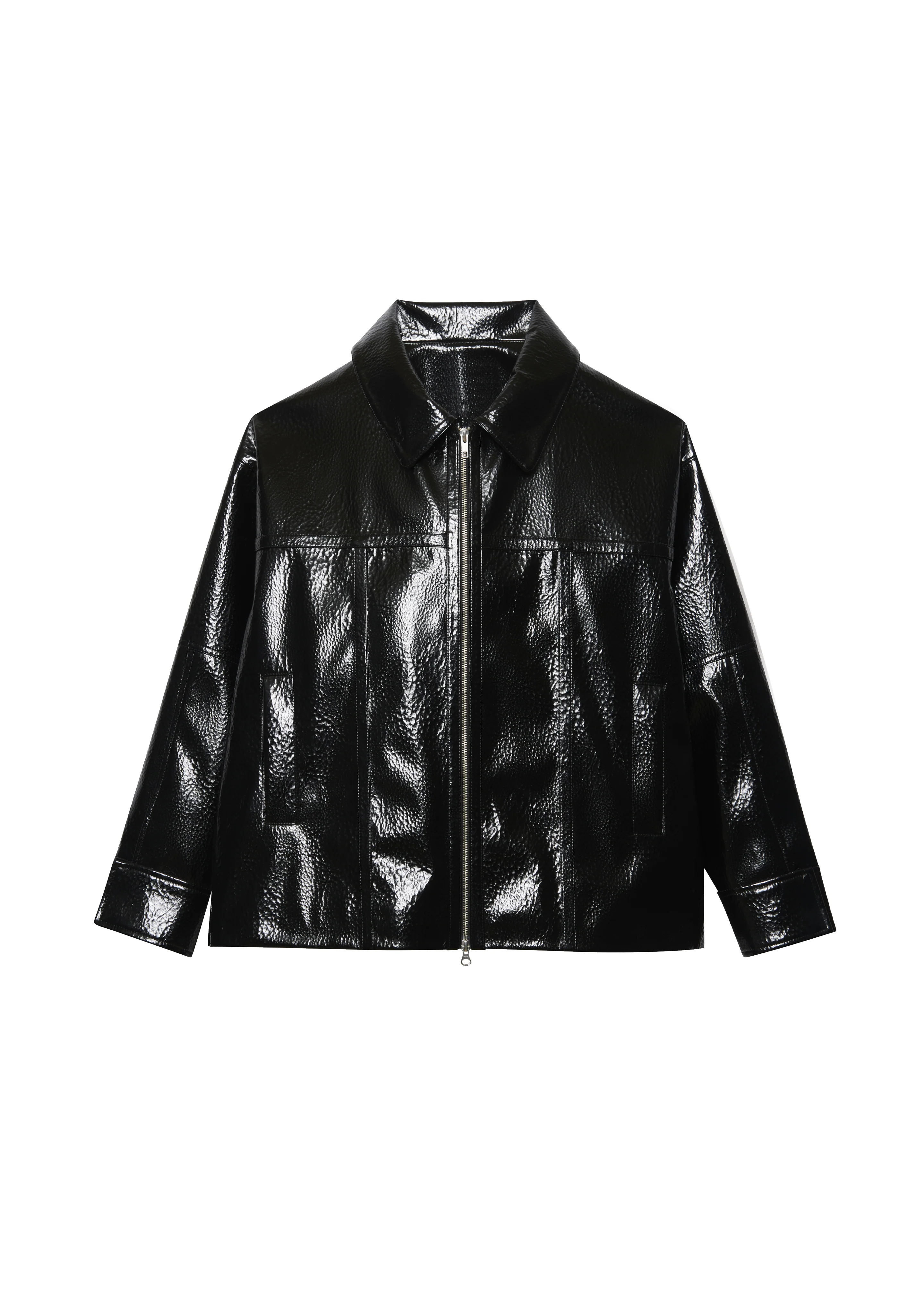 Arbor Crackled Faux Leather Jacket - Black - Image 10