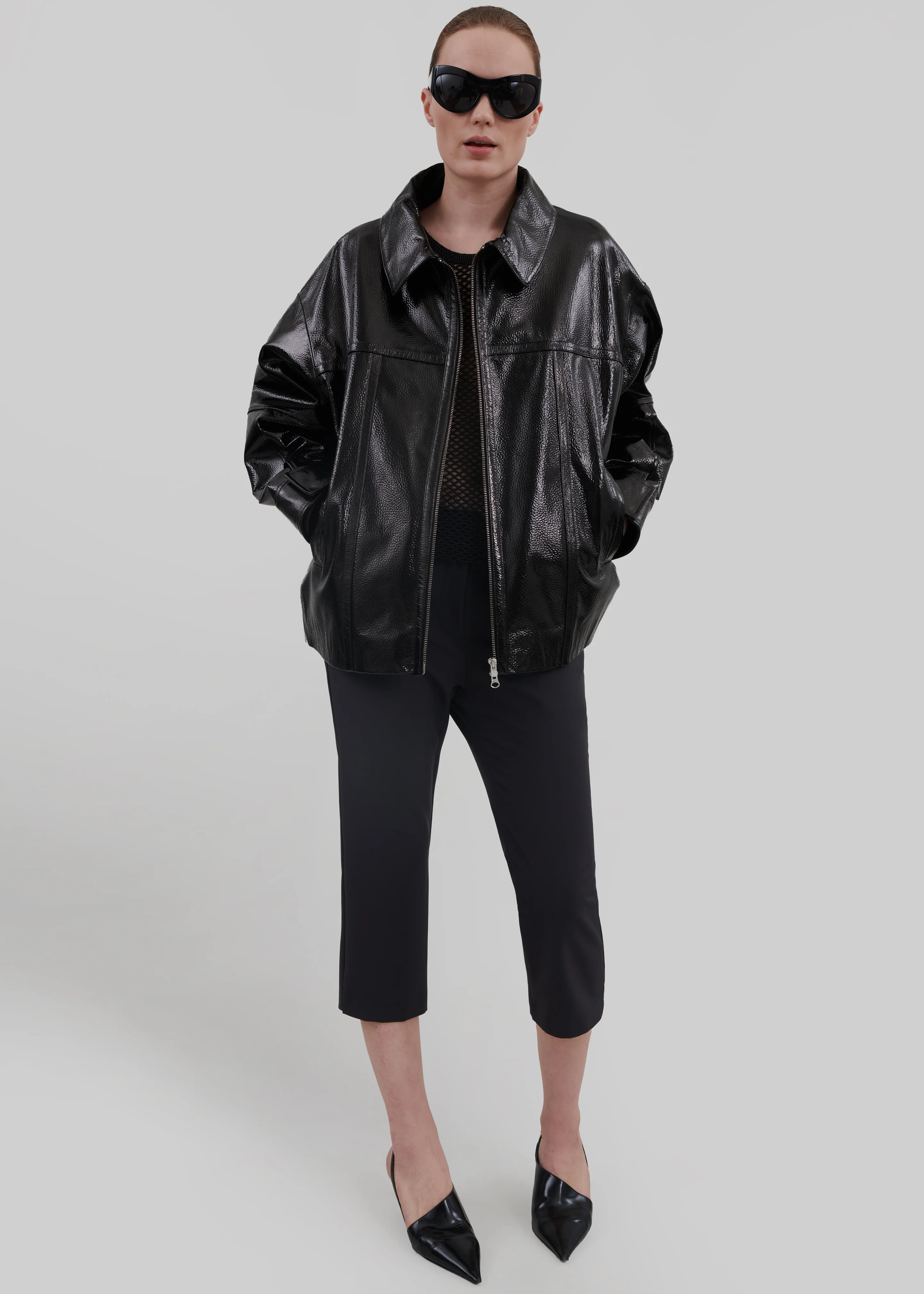 Arbor Crackled Faux Leather Jacket - Black - Image 2