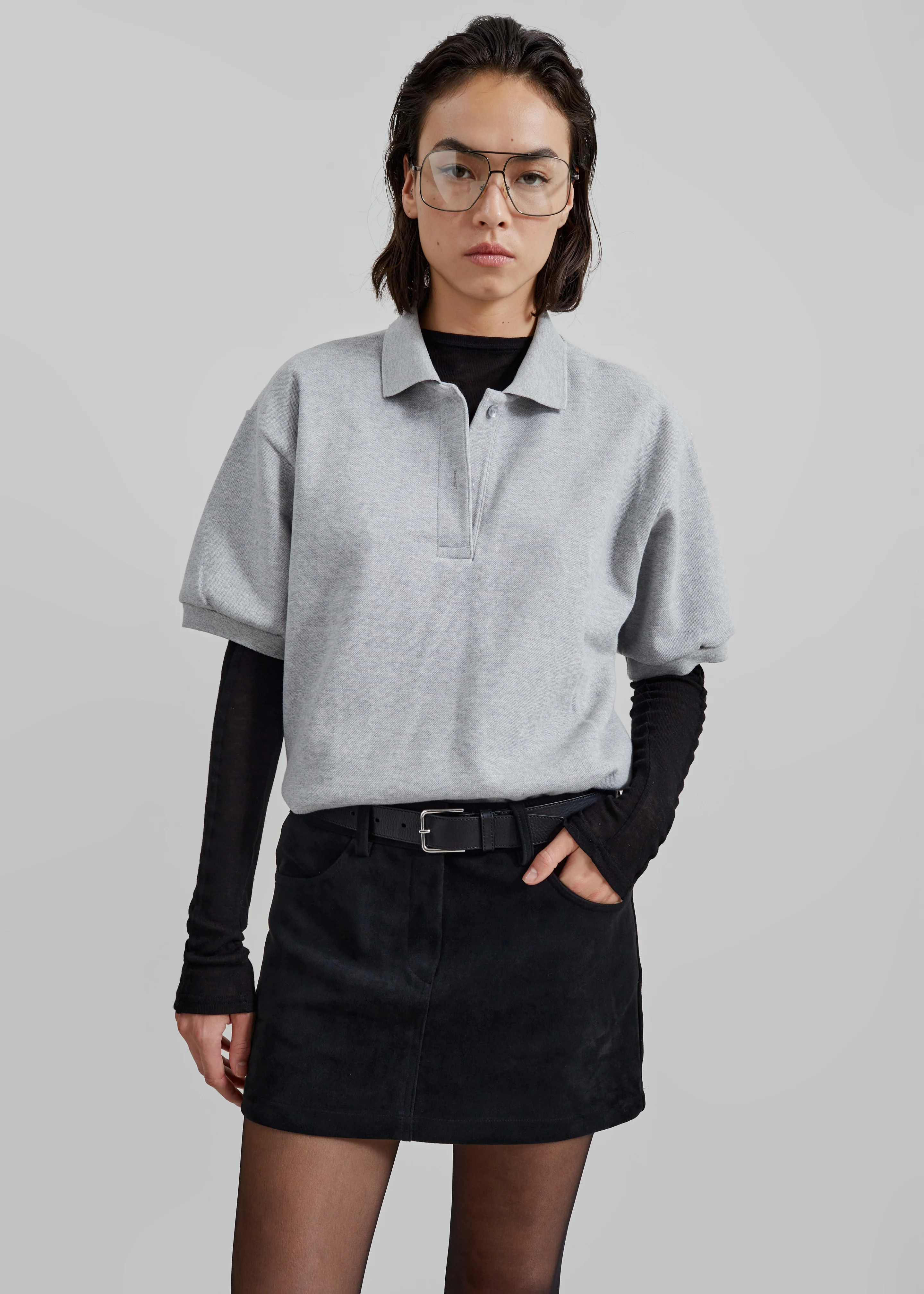 Arda Crop Polo - Grey - Image 3