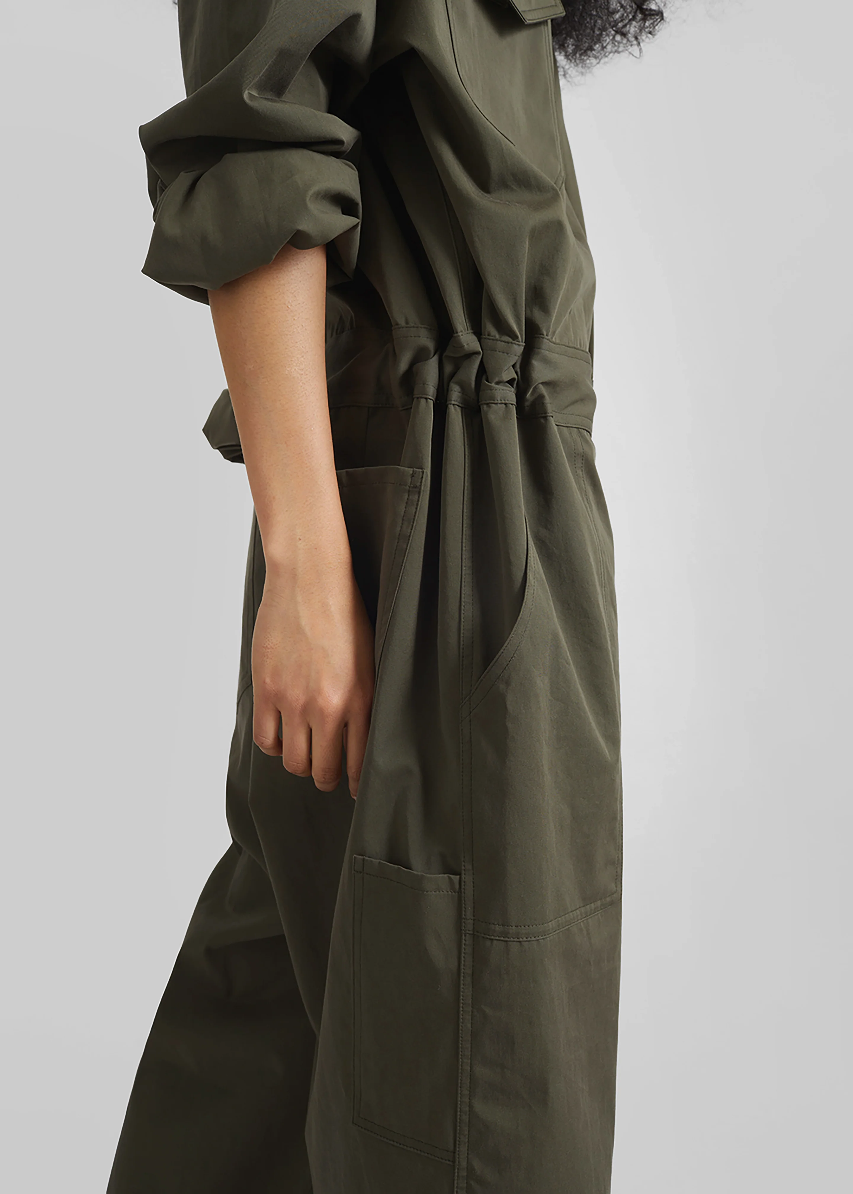 Ardea Cotton Utility Jumpsuit - Dark Olive - Image 5