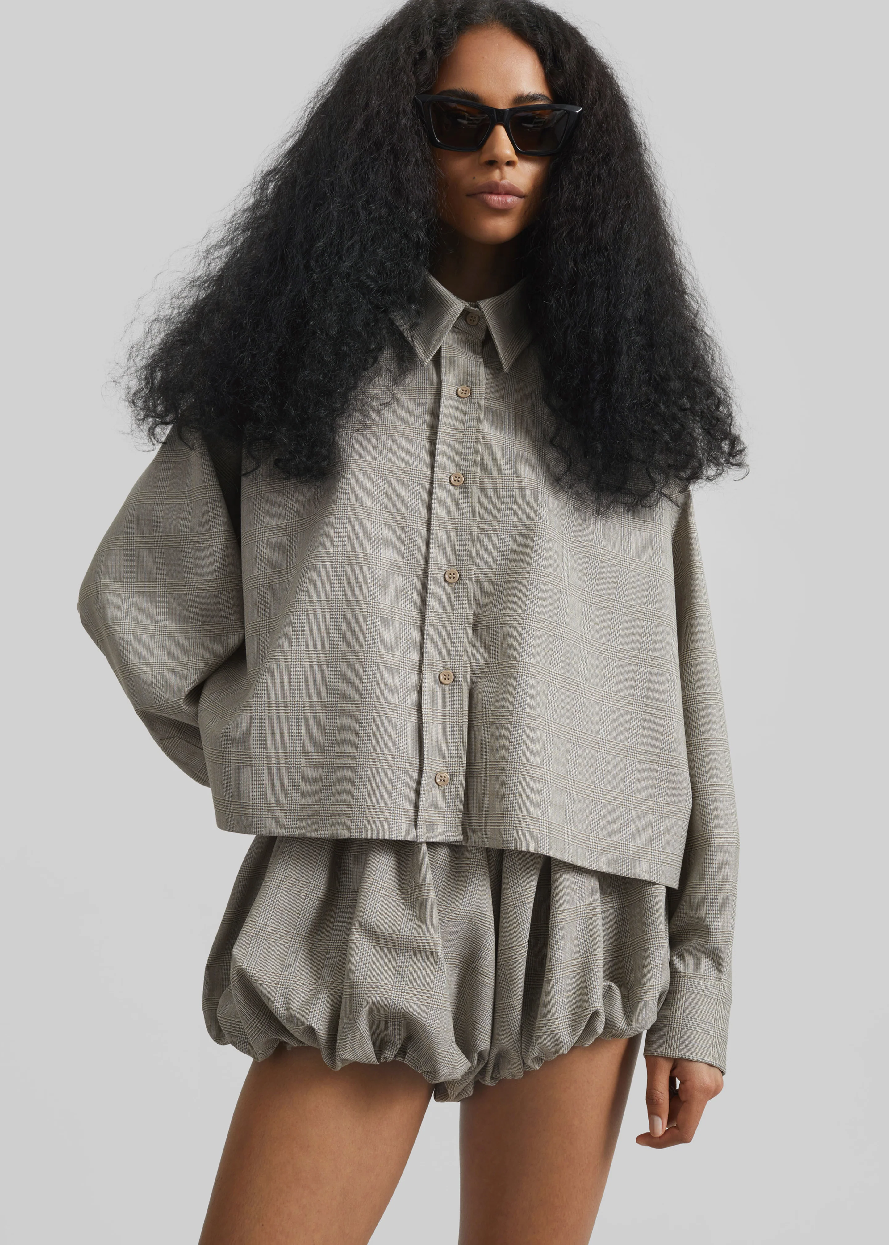 Arlen Boxy Shirt - Beige Glen Plaid - Image 3