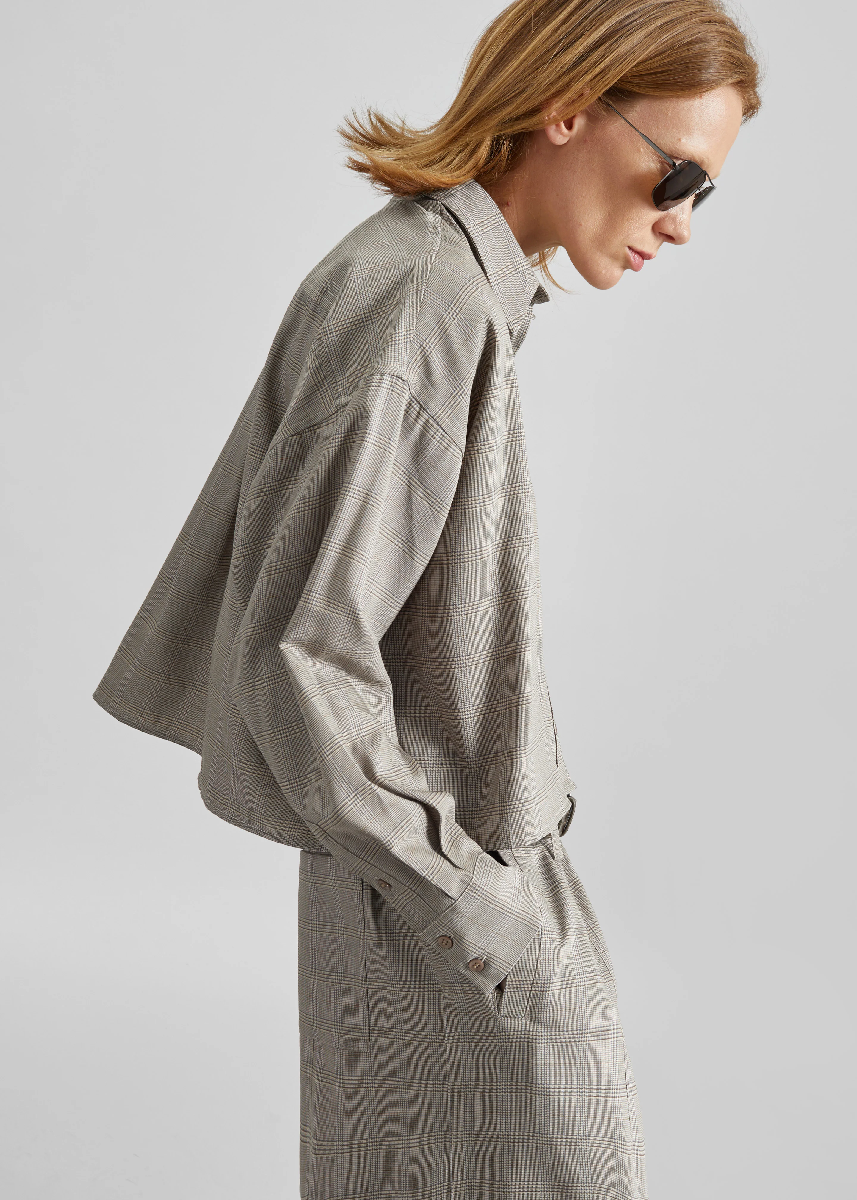 Arlen Boxy Shirt - Beige Glen Plaid - Image 5