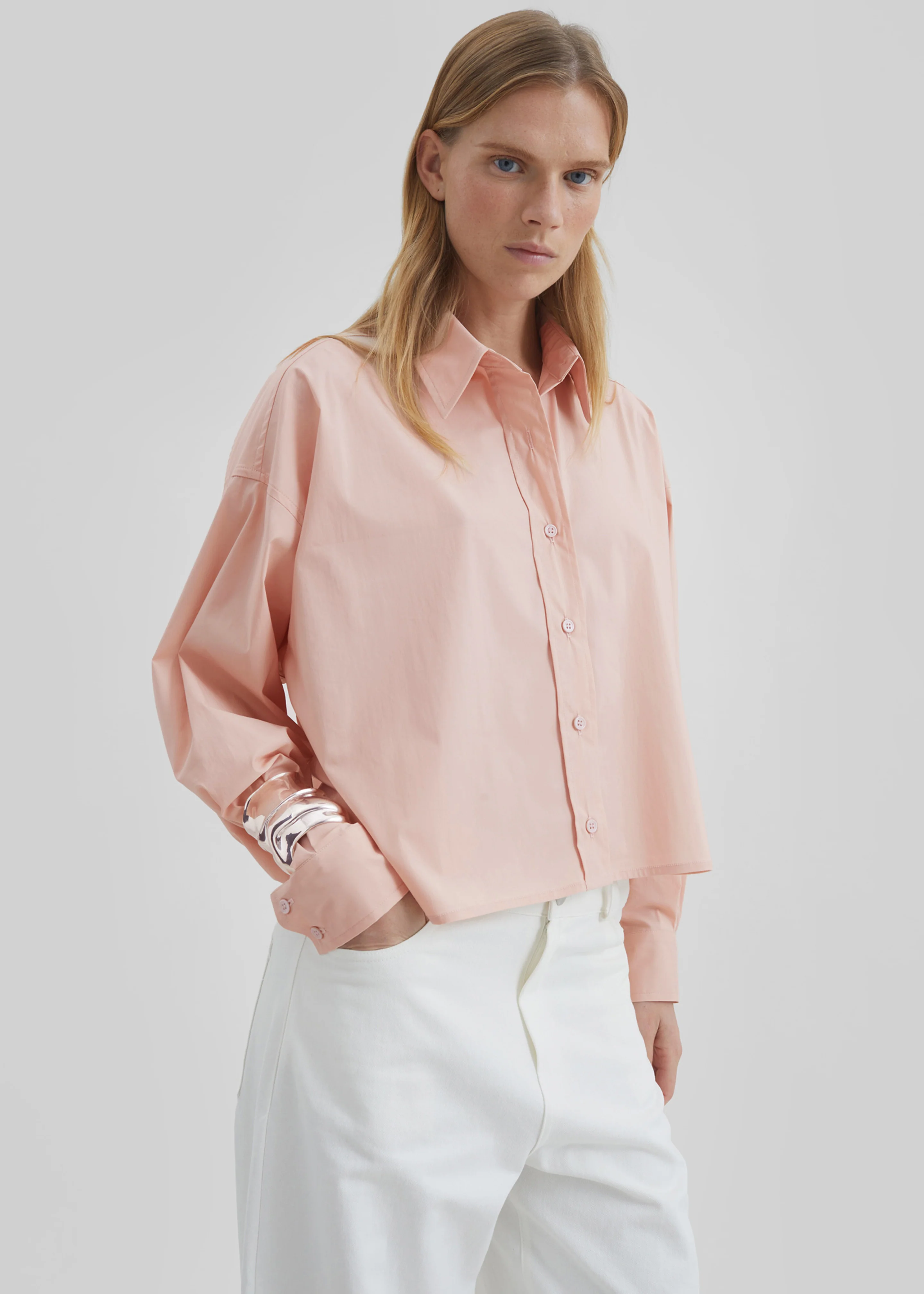 Arlen Cotton Boxy Shirt - Faded Pink - Image 3