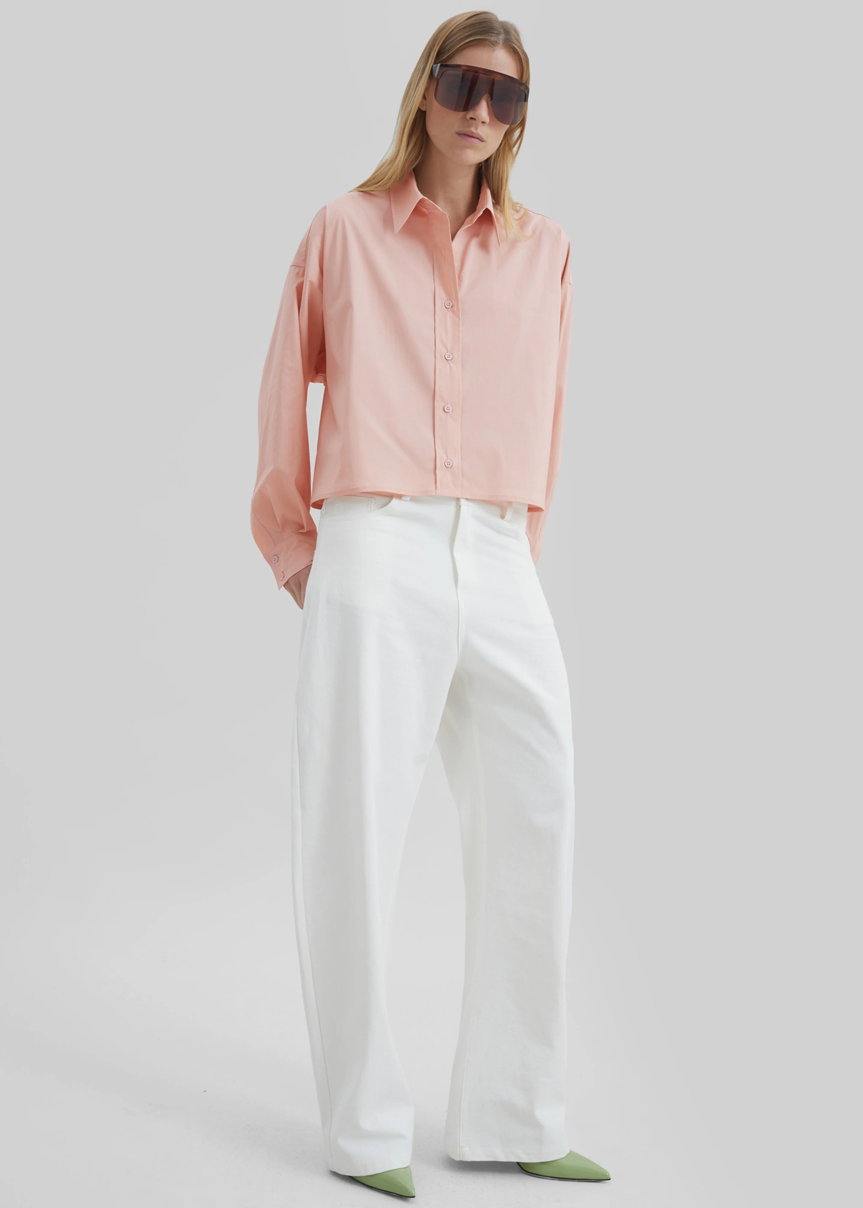 Arlen Cotton Boxy Shirt - Faded Pink - Image 5