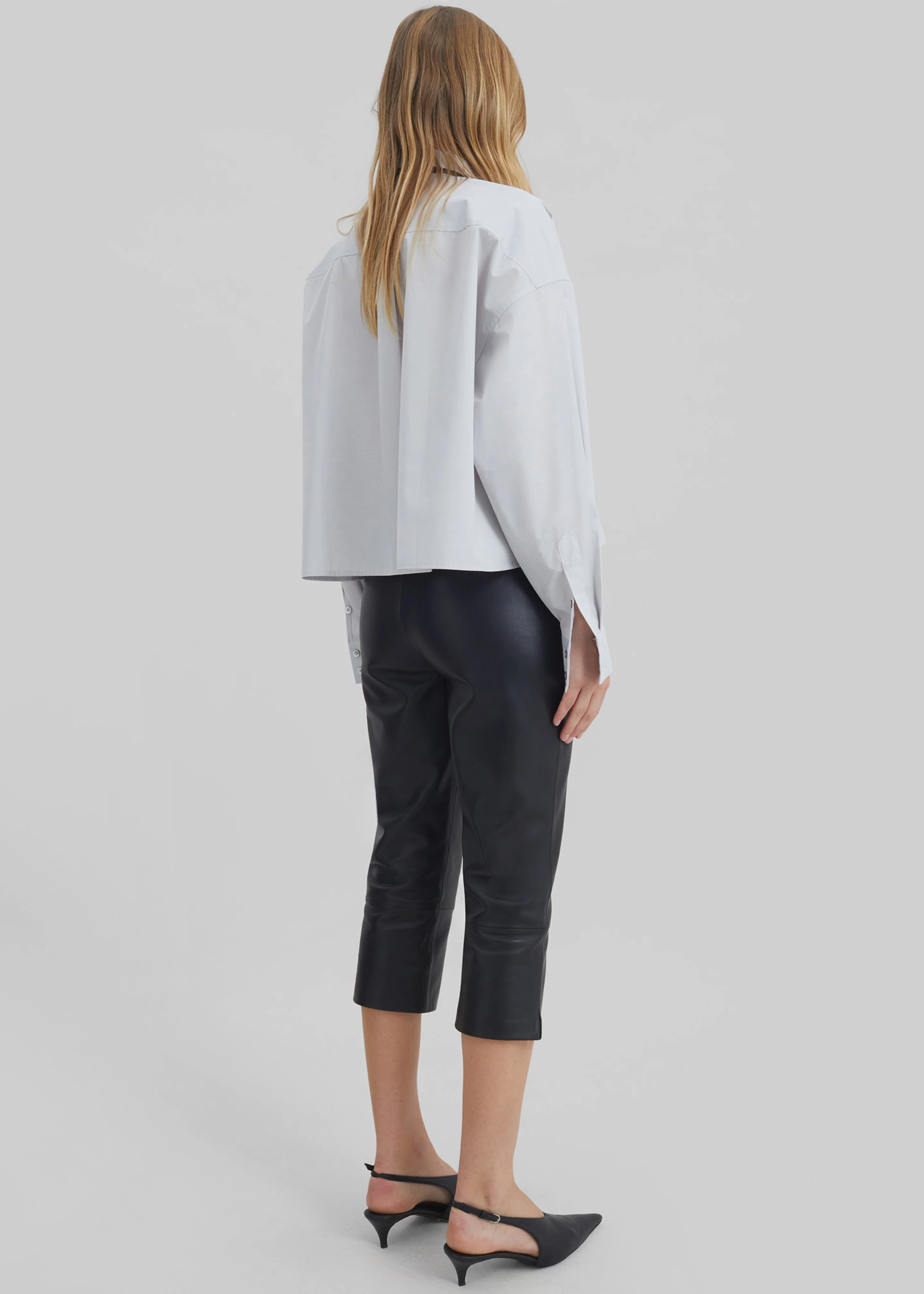 Arlen Cotton Boxy Shirt - Slate Grey - Image 6