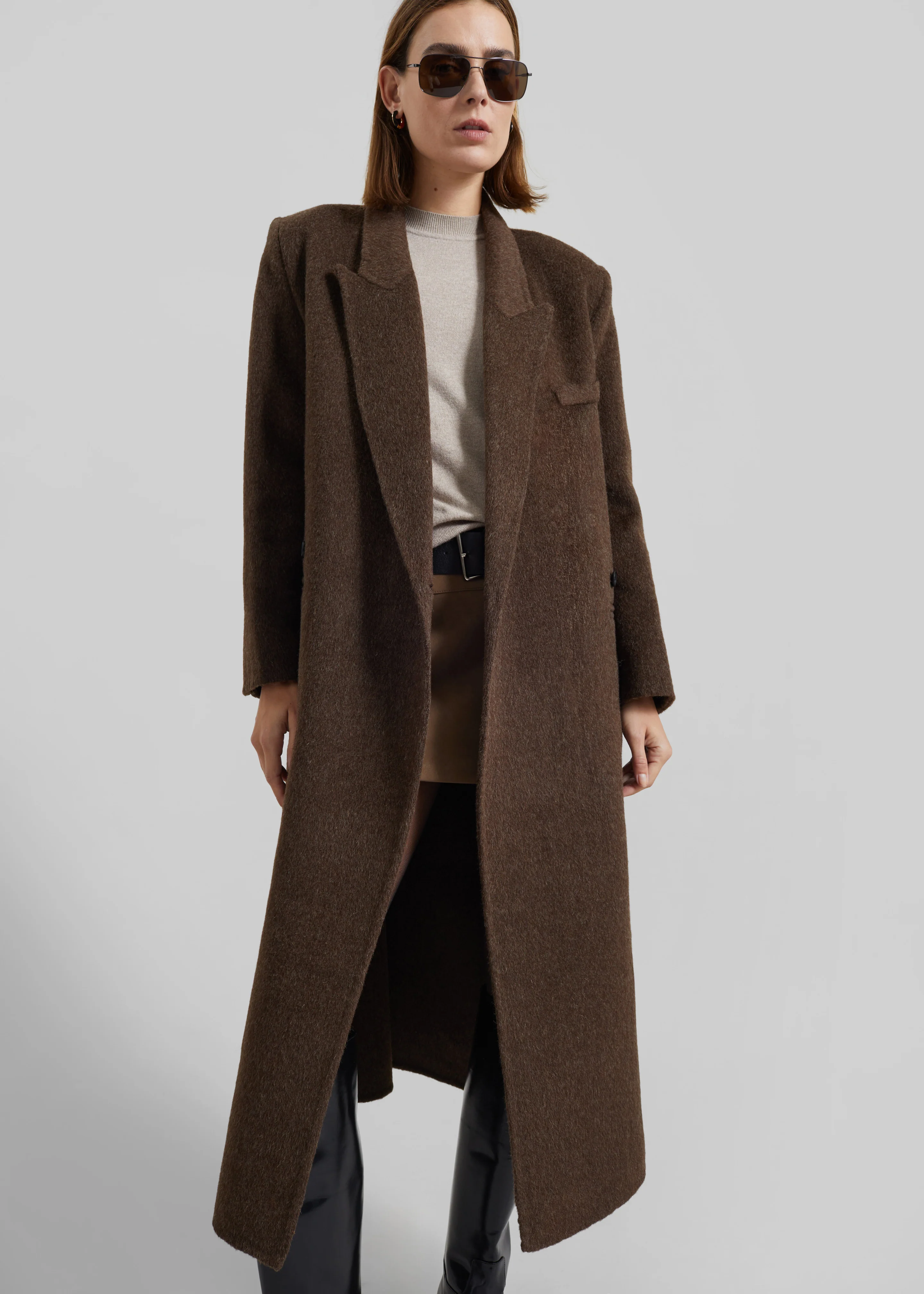Arlene Wool Belted Coat - Brown - Image 2