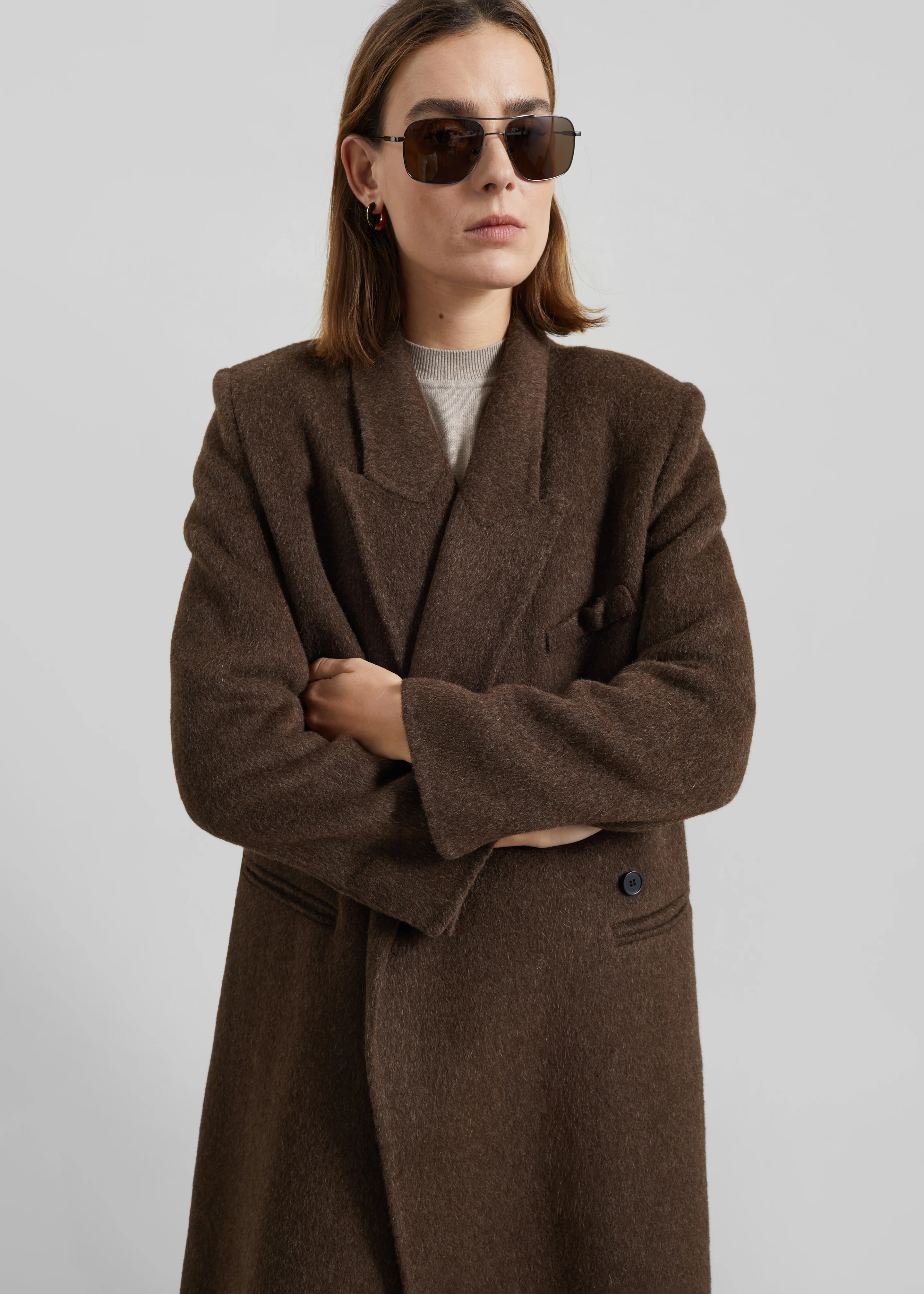 Arlene Wool Belted Coat - Brown - Image 4