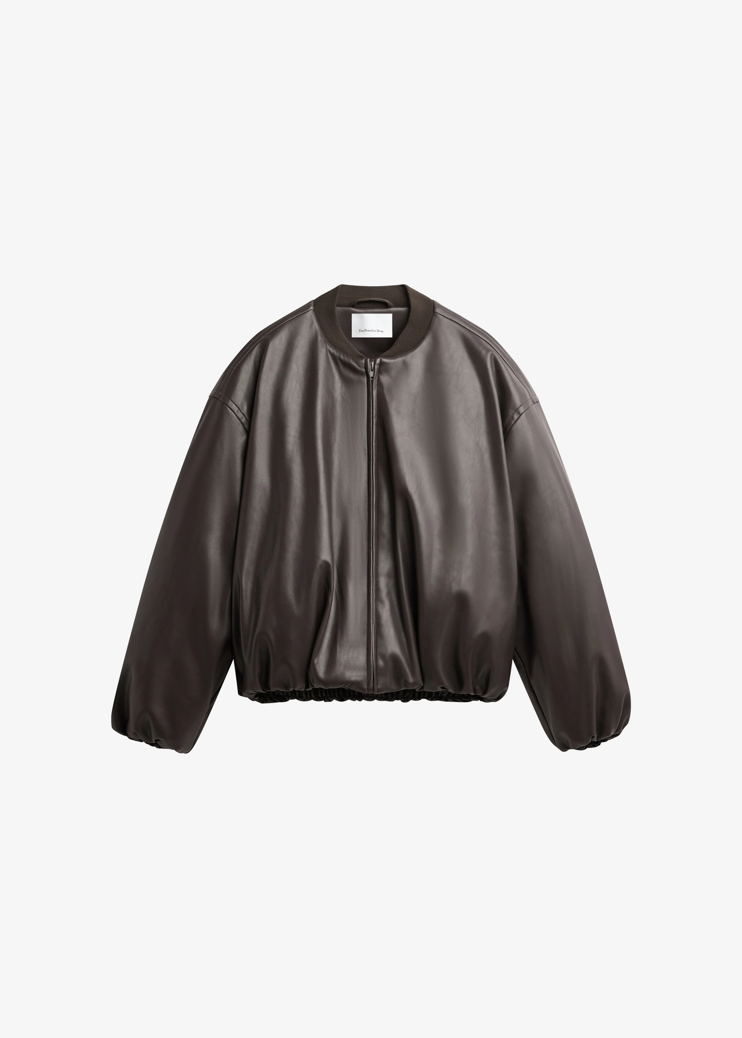 Arolla Faux Leather Draped Jacket - Brown - Image 6
