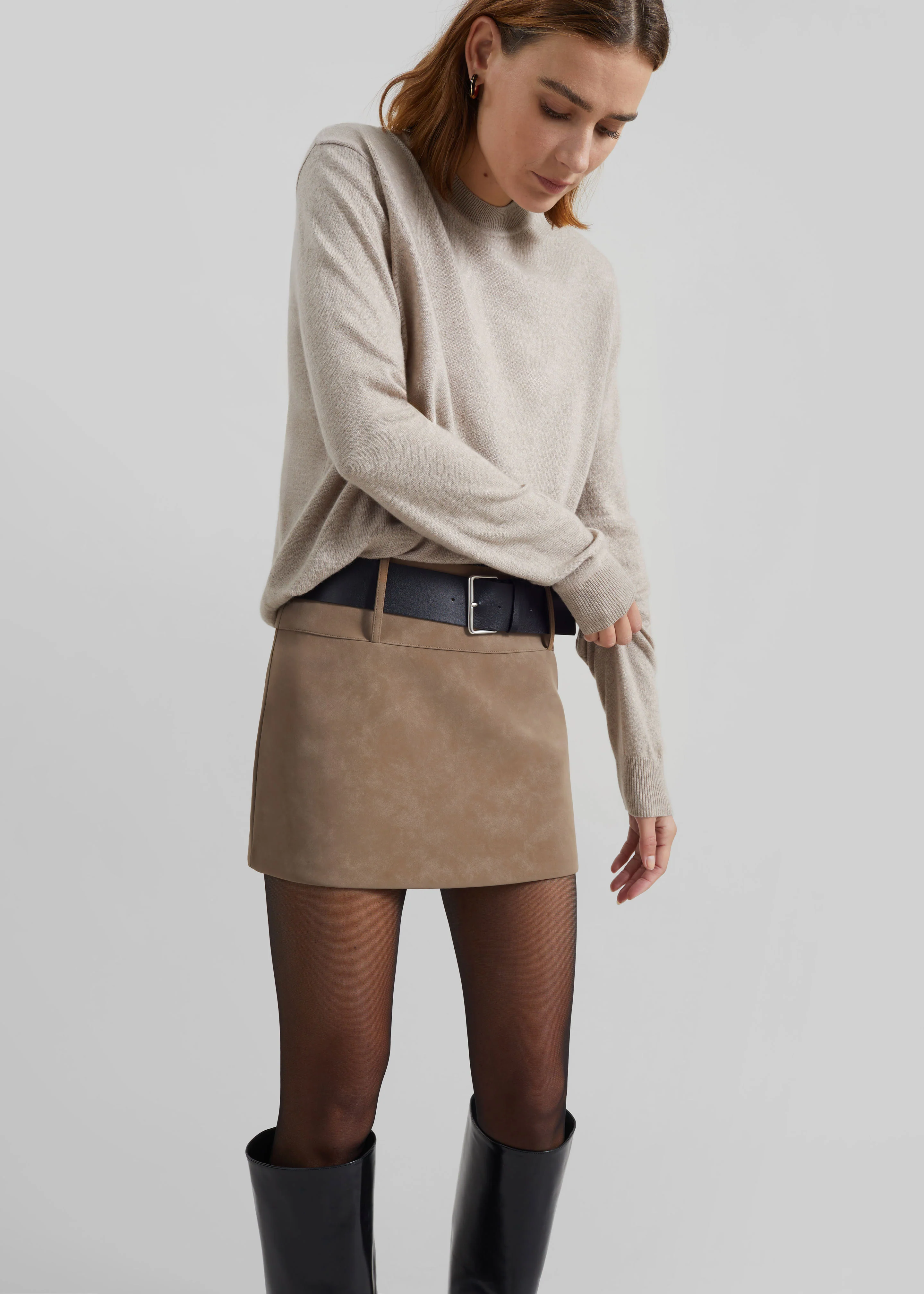 Arosa Belted Mini Skirt - Beige - Image 4