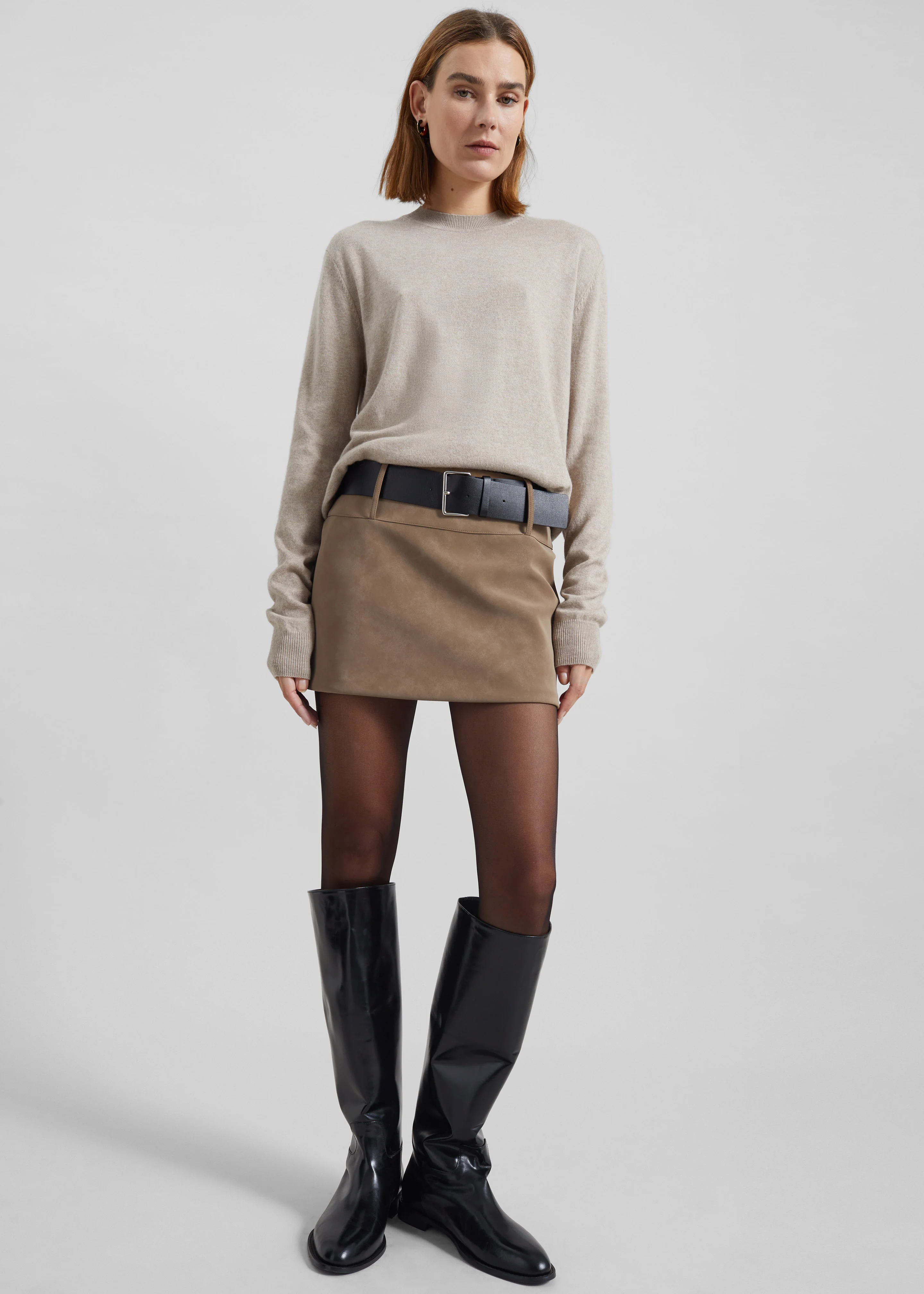 Arosa Belted Mini Skirt - Beige - Image 6
