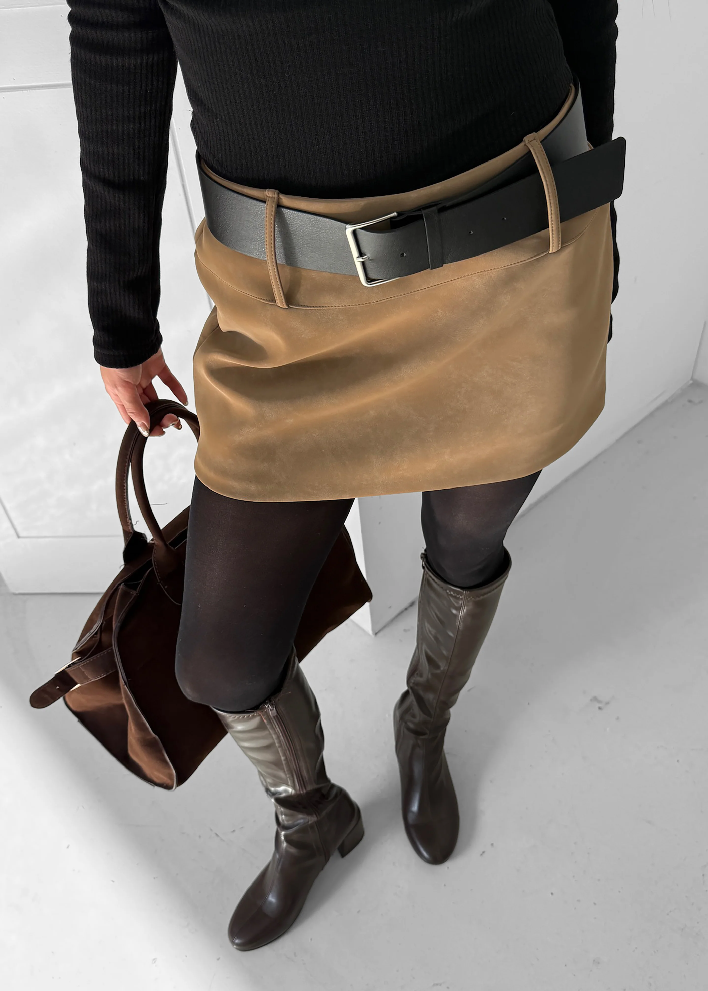 Arosa Belted Mini Skirt - Beige - Image 8
