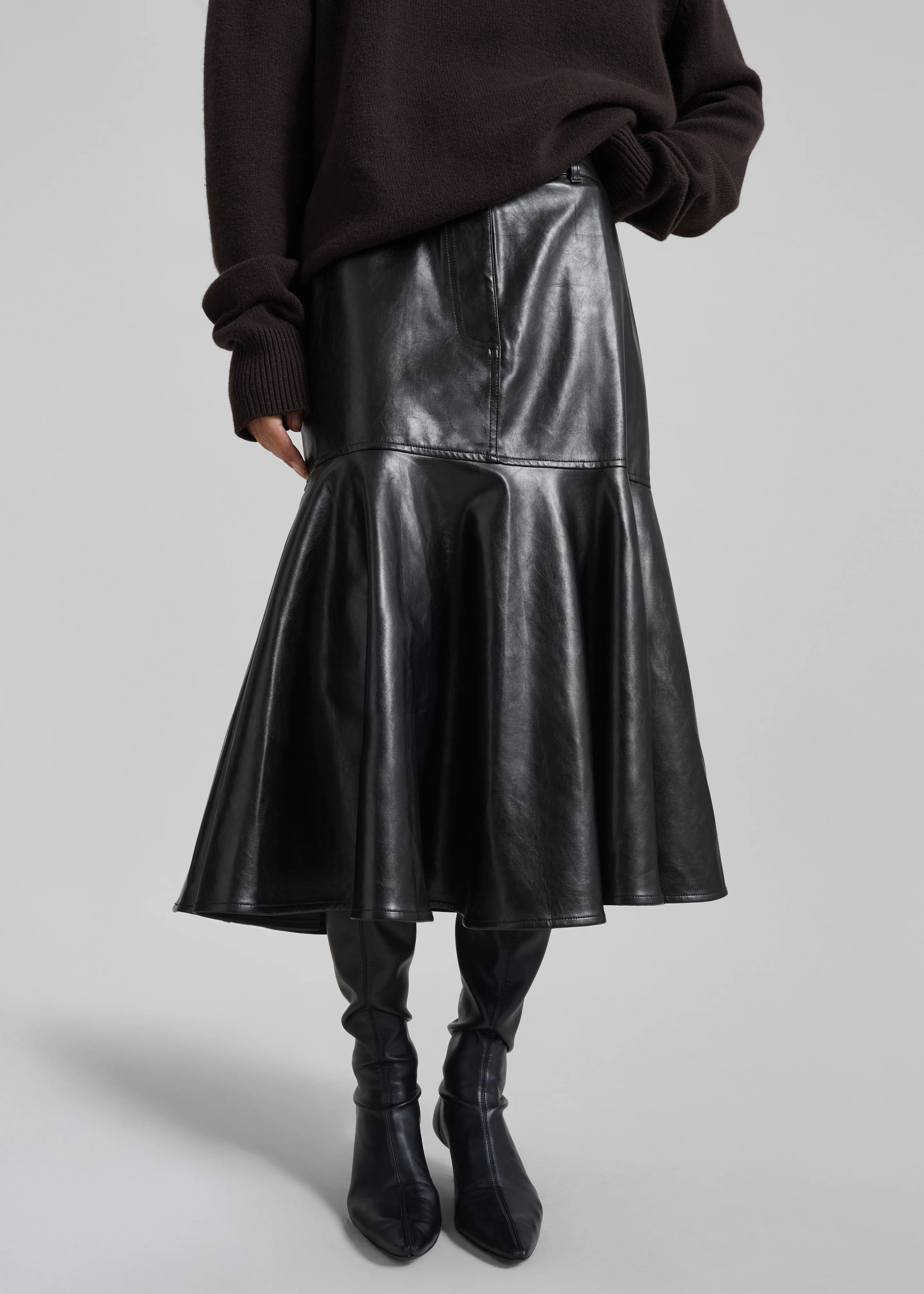 Arvika Faux Leather Mermaid Skirt - Black - Image 2