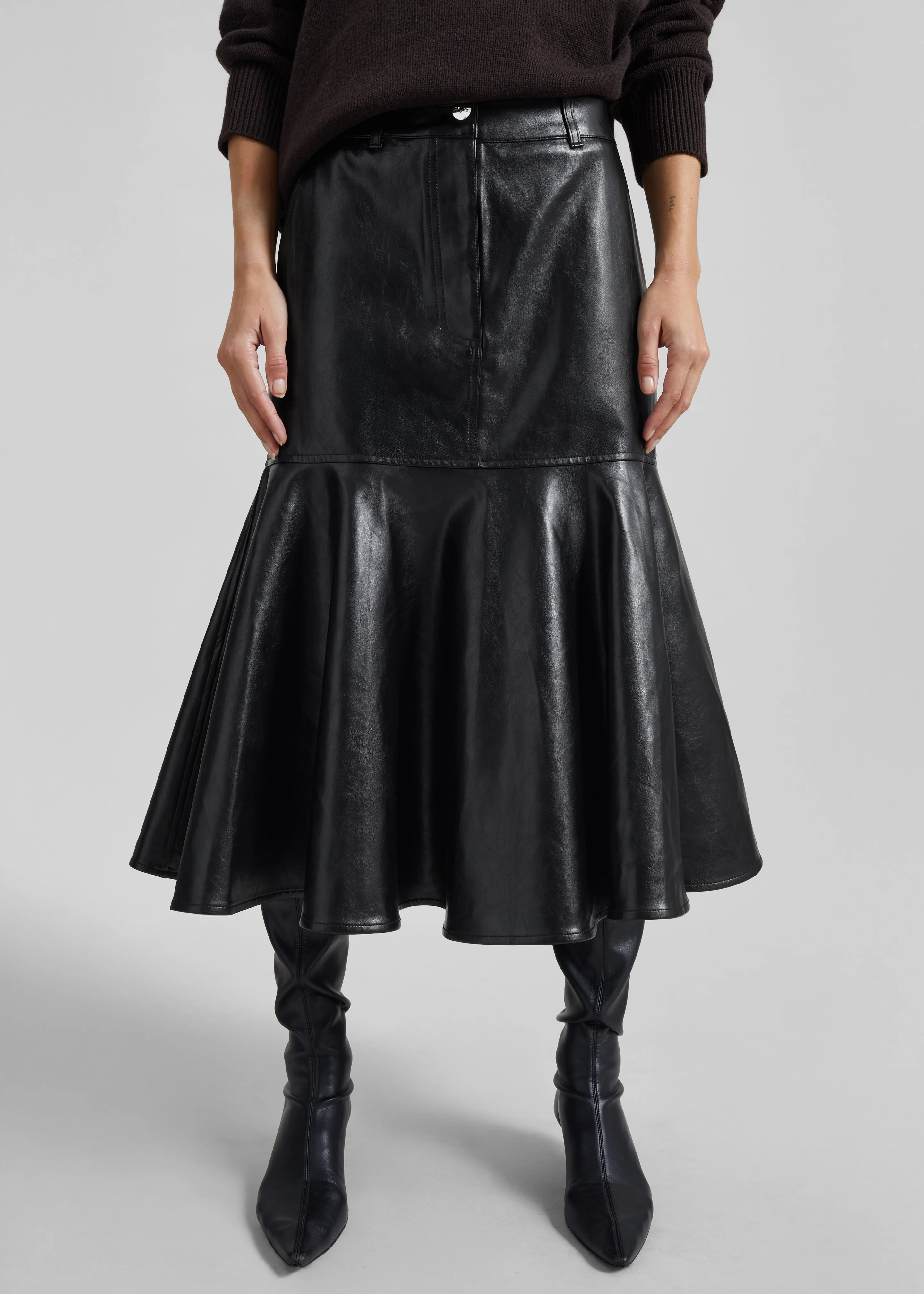 Arvika Faux Leather Mermaid Skirt - Black - Image 6