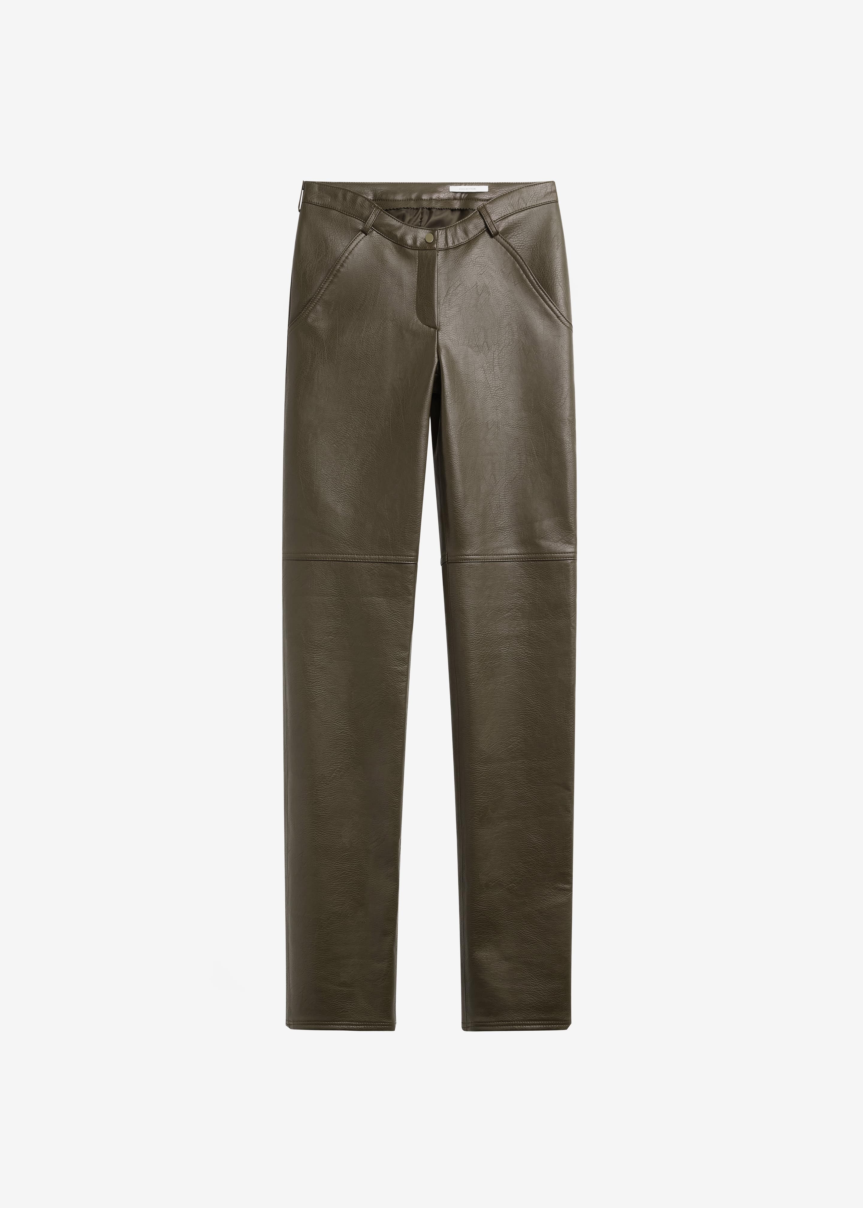 Ascona Faux Leather Pants - Dark Olive - Image 12