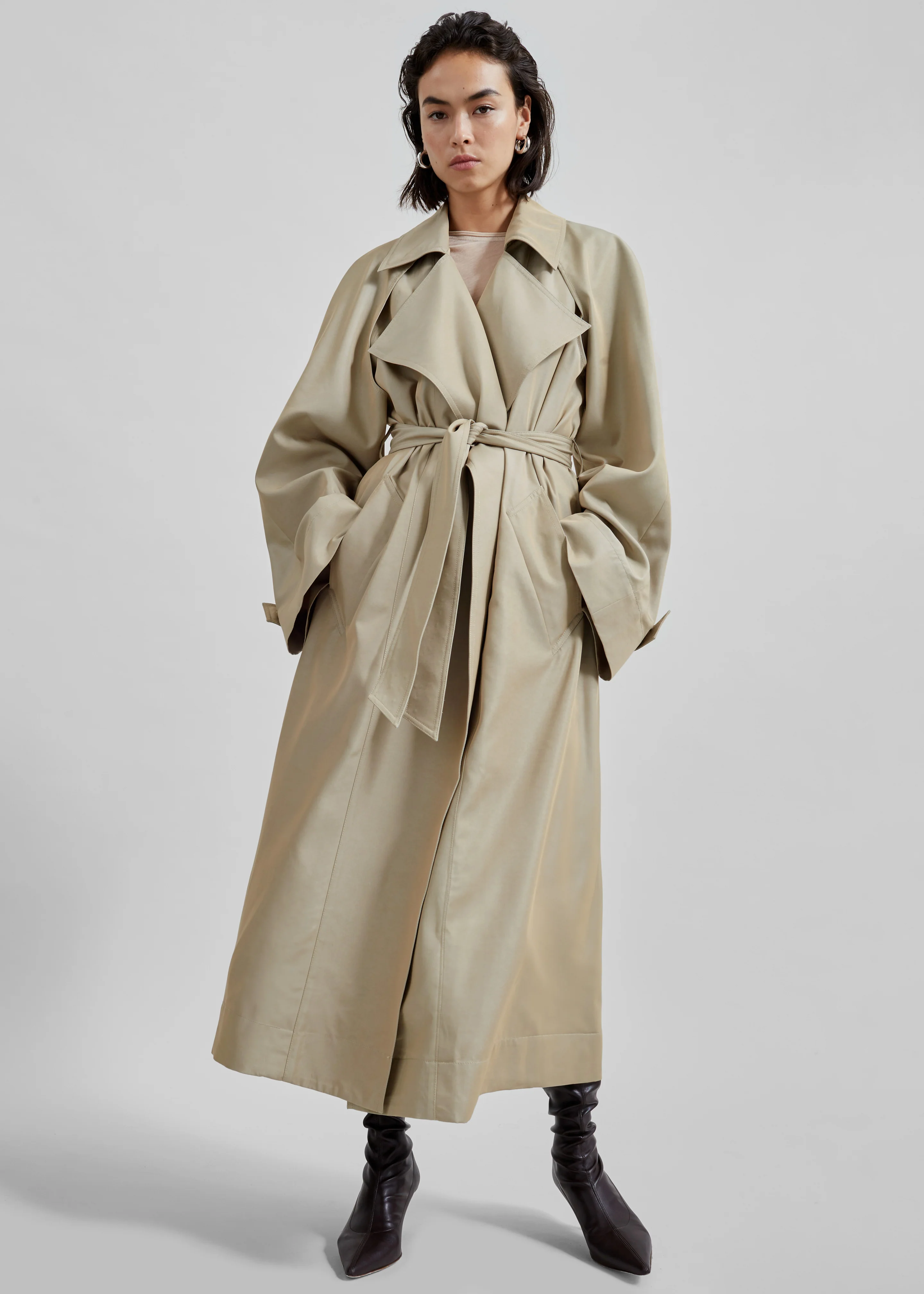 Astoria Cut-Out Raglan Sleeve Trench Coat - Beige - Image 3