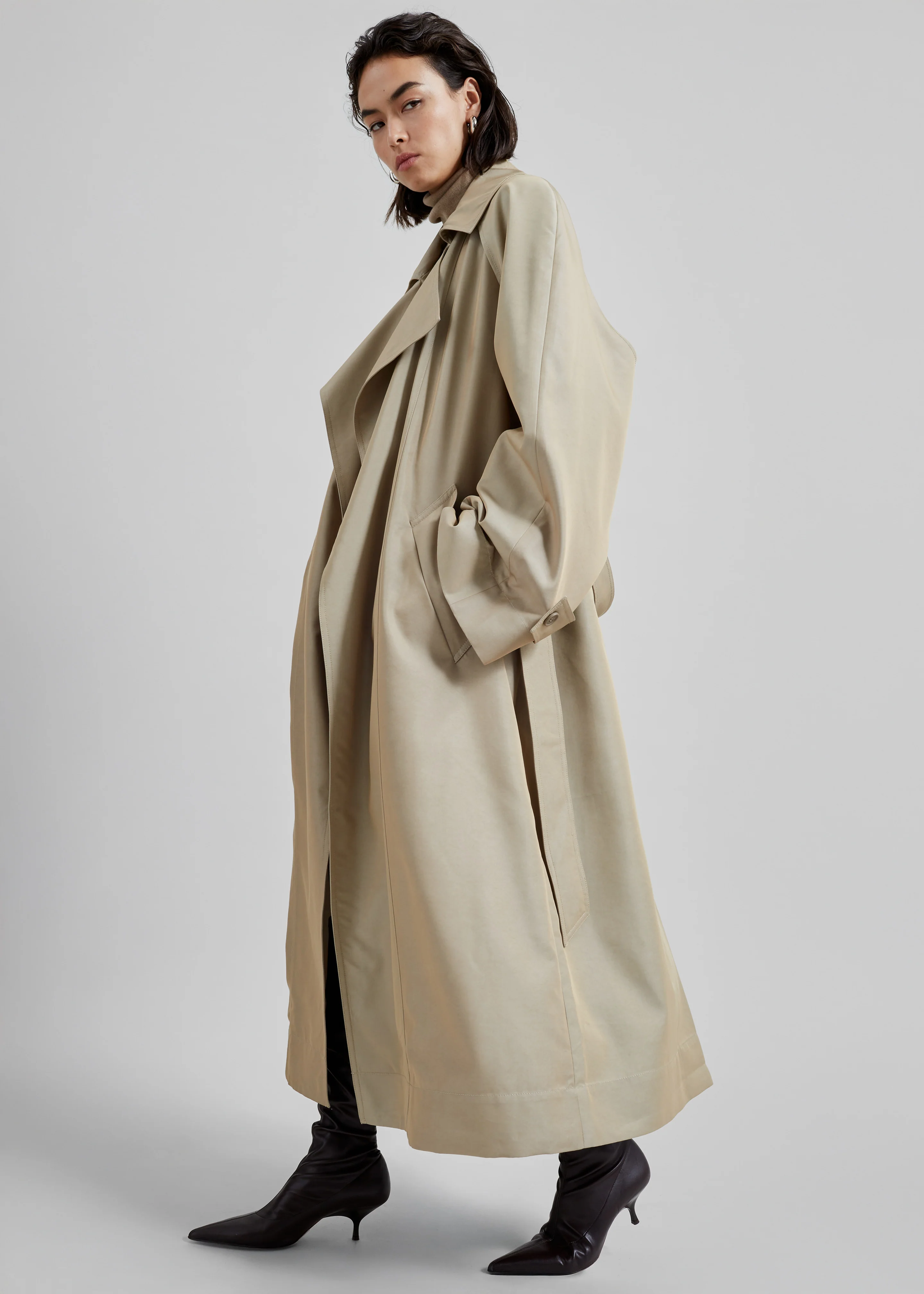 Astoria Cut-Out Raglan Sleeve Trench Coat - Beige - Image 6