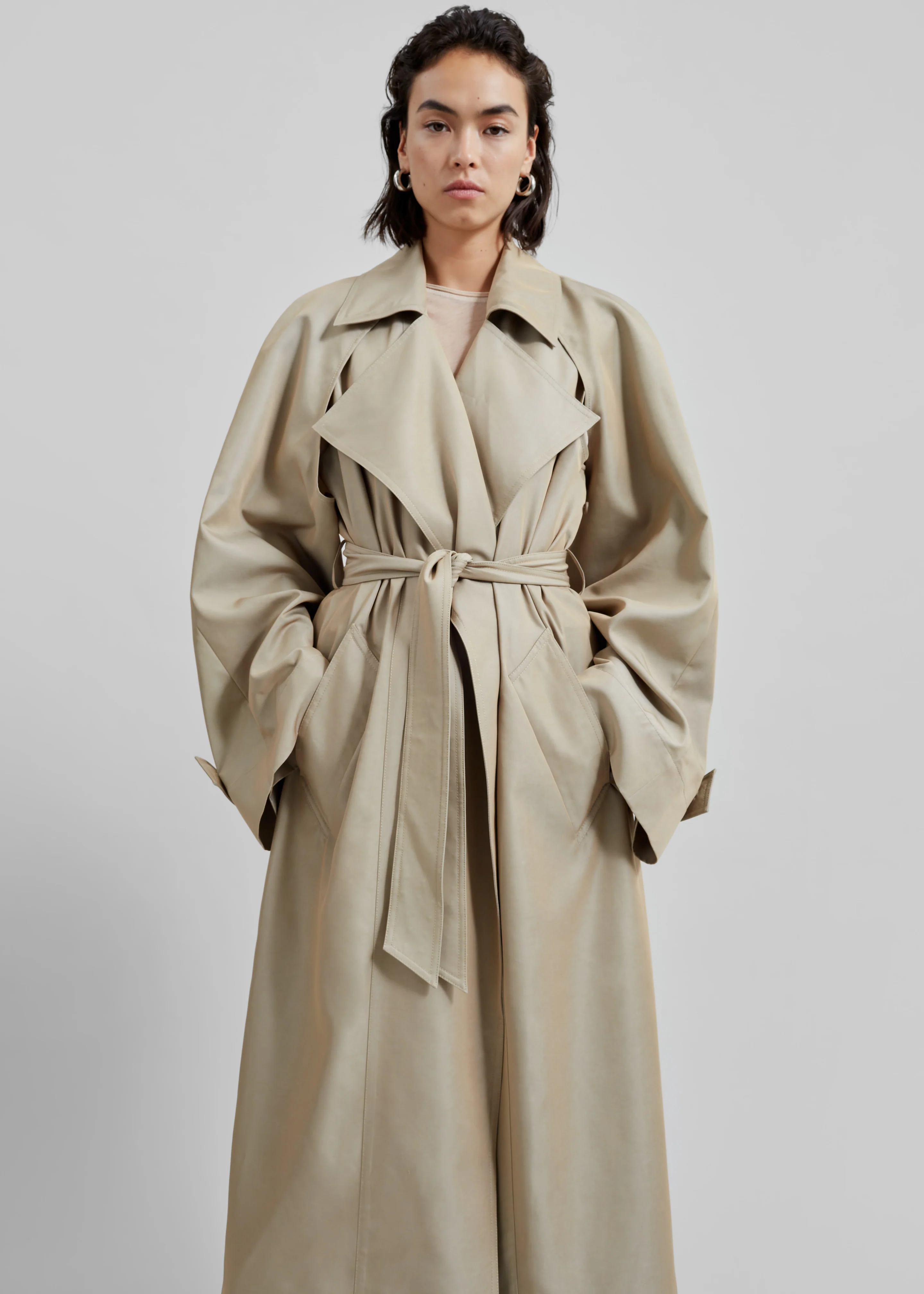 Astoria Cut-Out Raglan Sleeve Trench Coat - Beige - Image 9