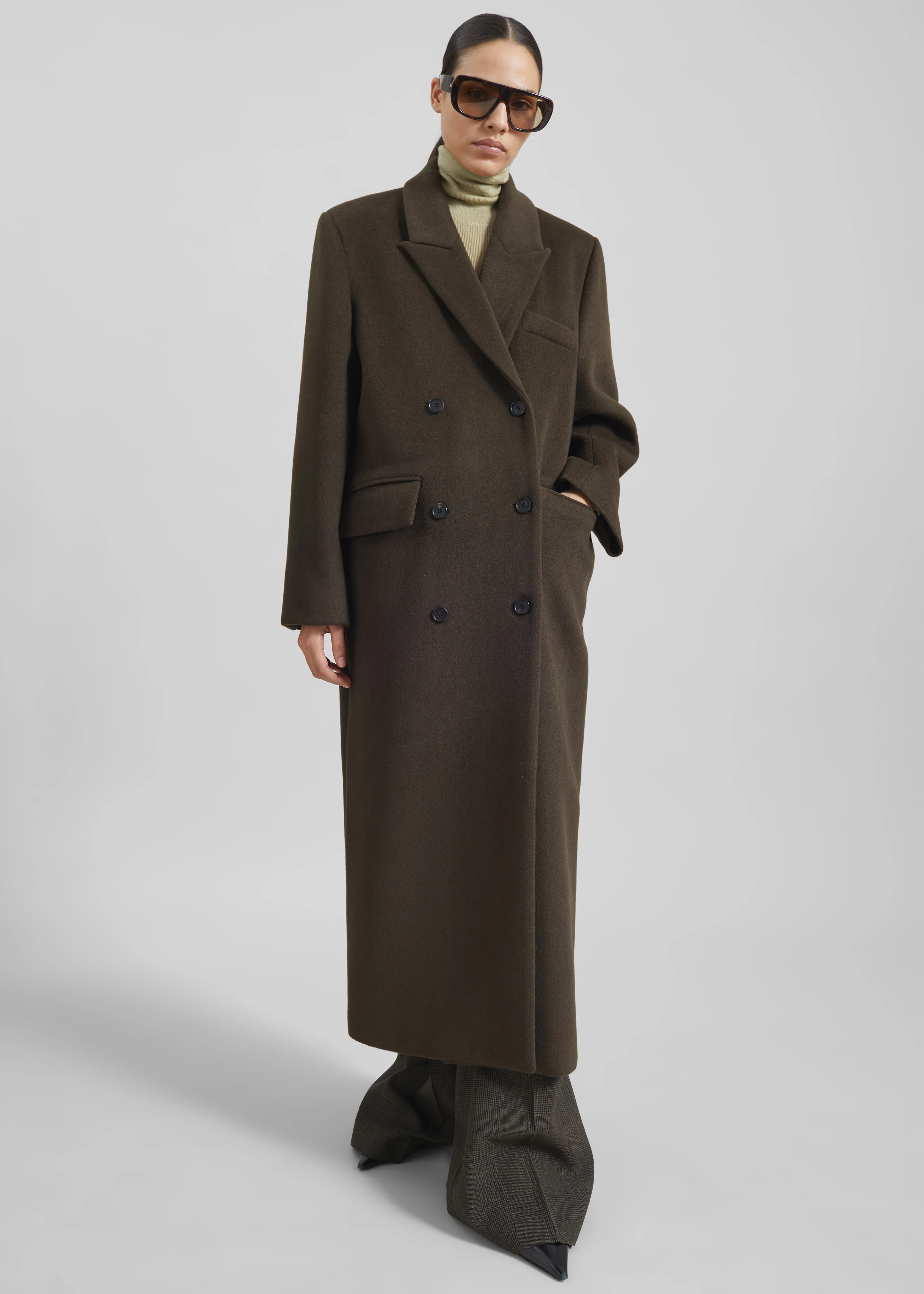 Atlin Wool Double-Breasted Coat - Brown - Image 3