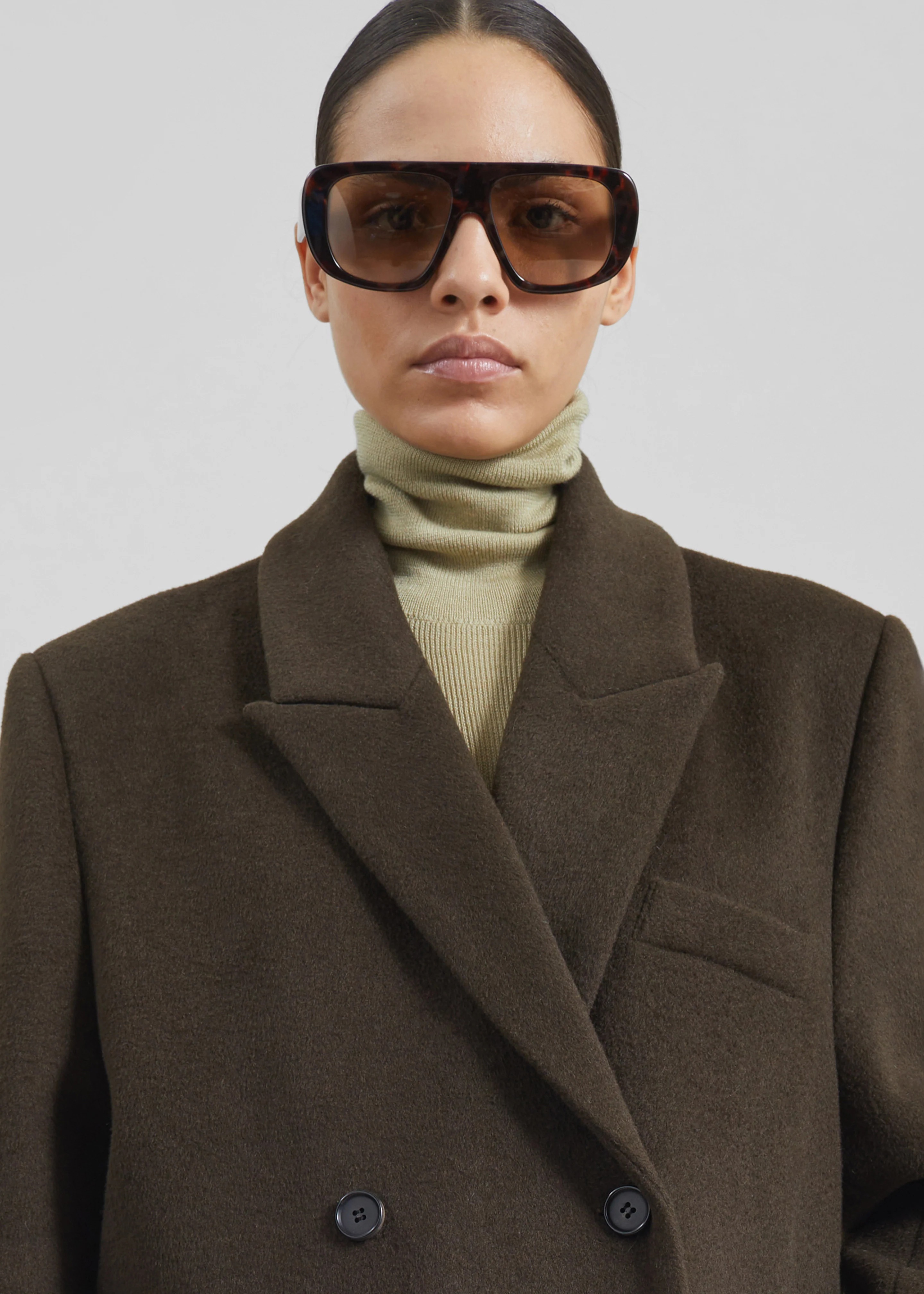Atlin Wool Double-Breasted Coat - Brown - Image 4