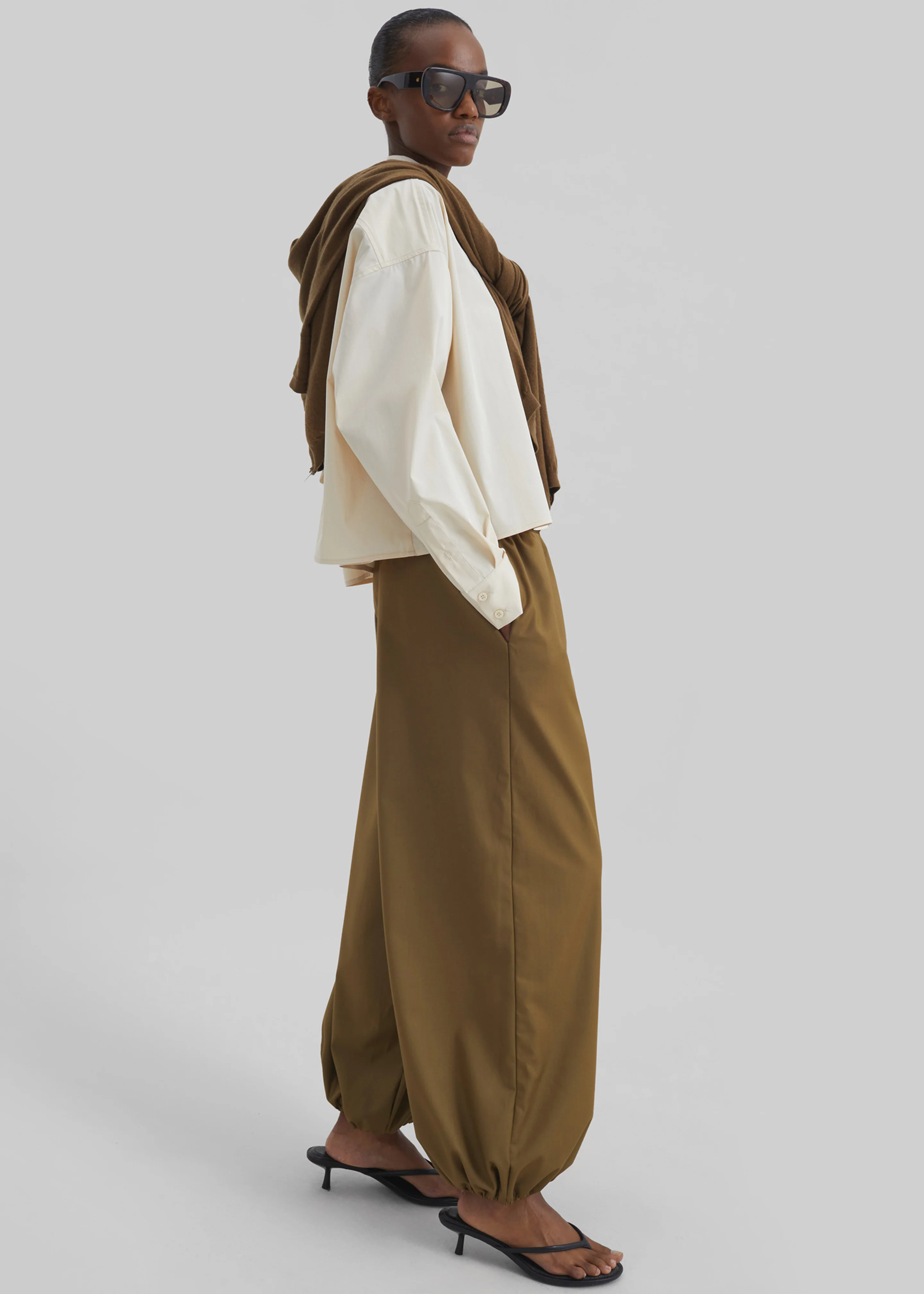 Aubray Balloon Pants - Olive Brown - Image 6