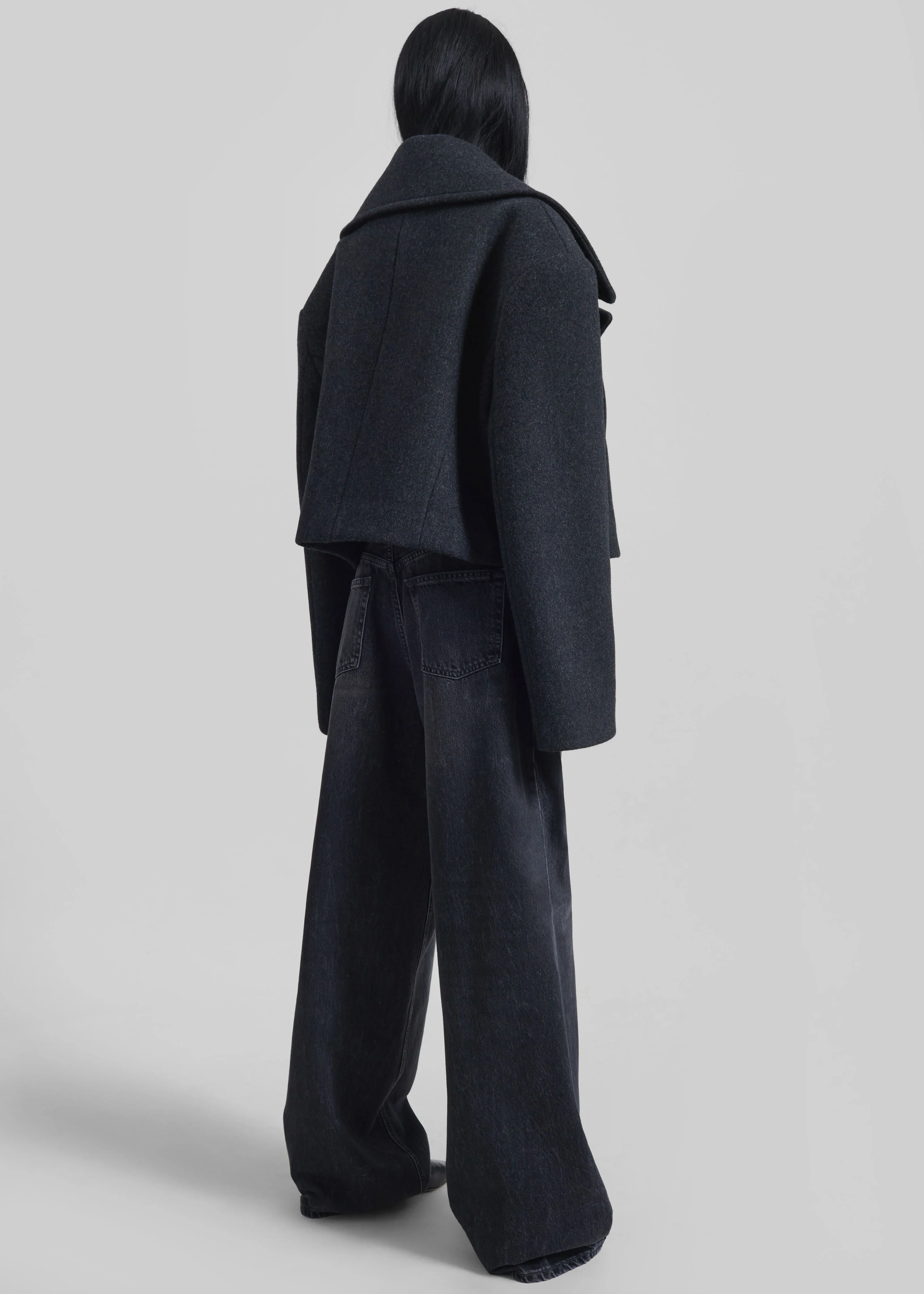 Aumale Cropped Wool Peacoat - Charcoal - Image 10