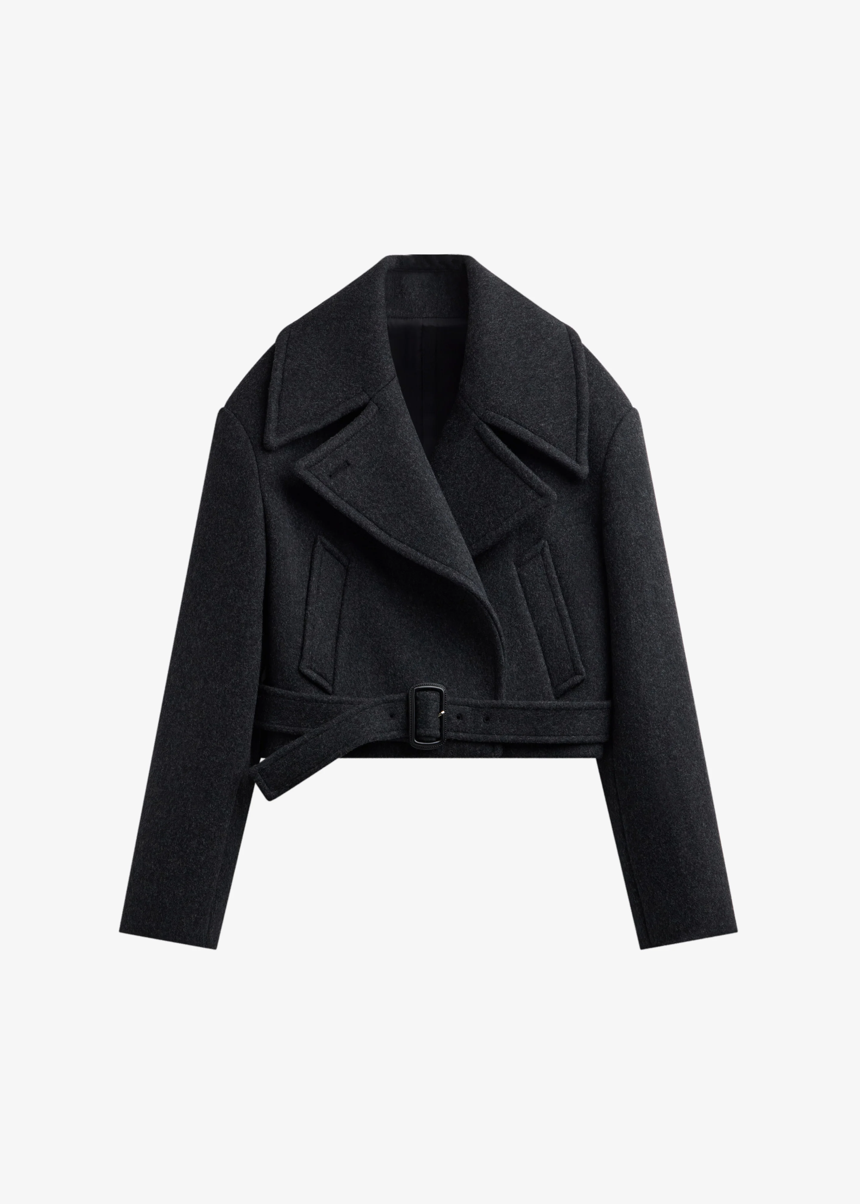 Aumale Cropped Wool Peacoat - Charcoal - Image 11