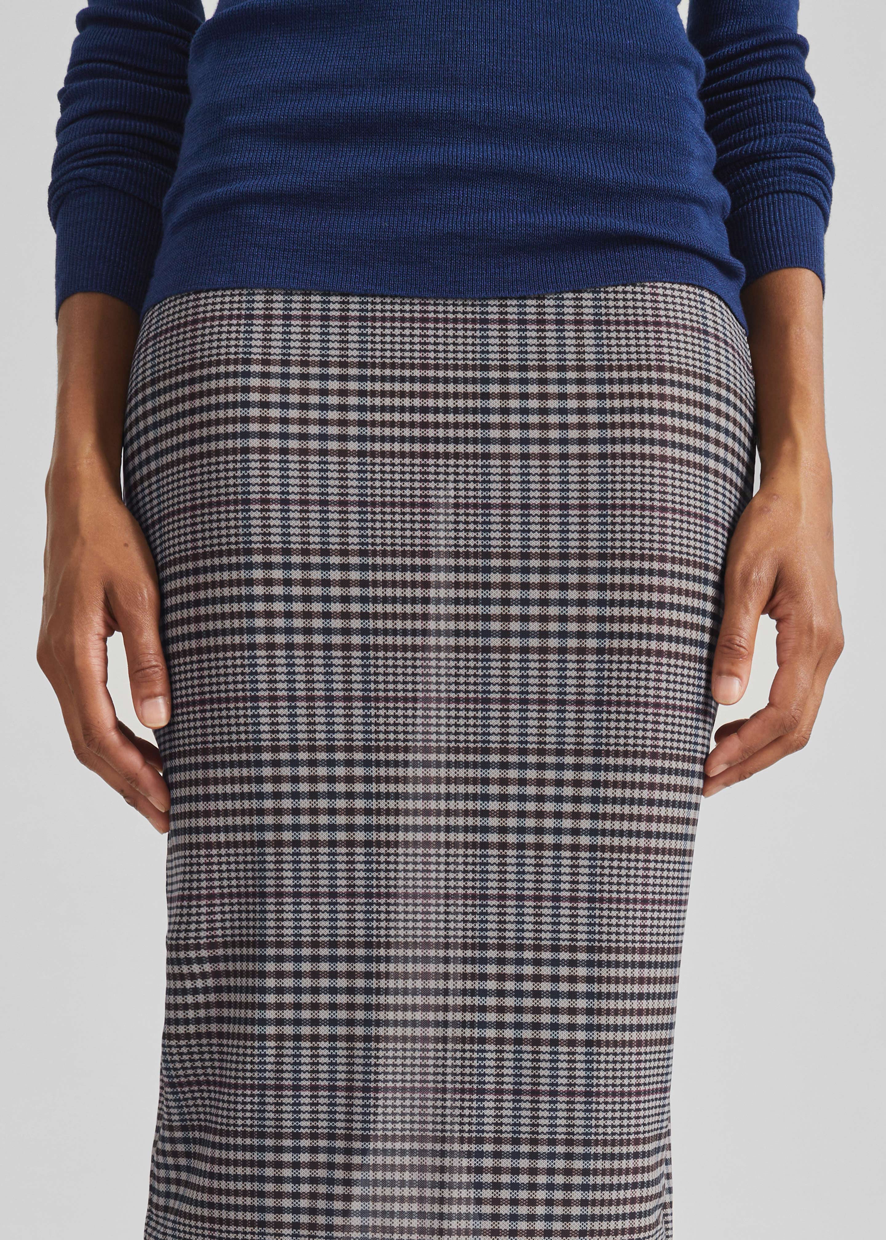 Aurora Sheer Mesh Skirt - Beige Glen Plaid - Image 5