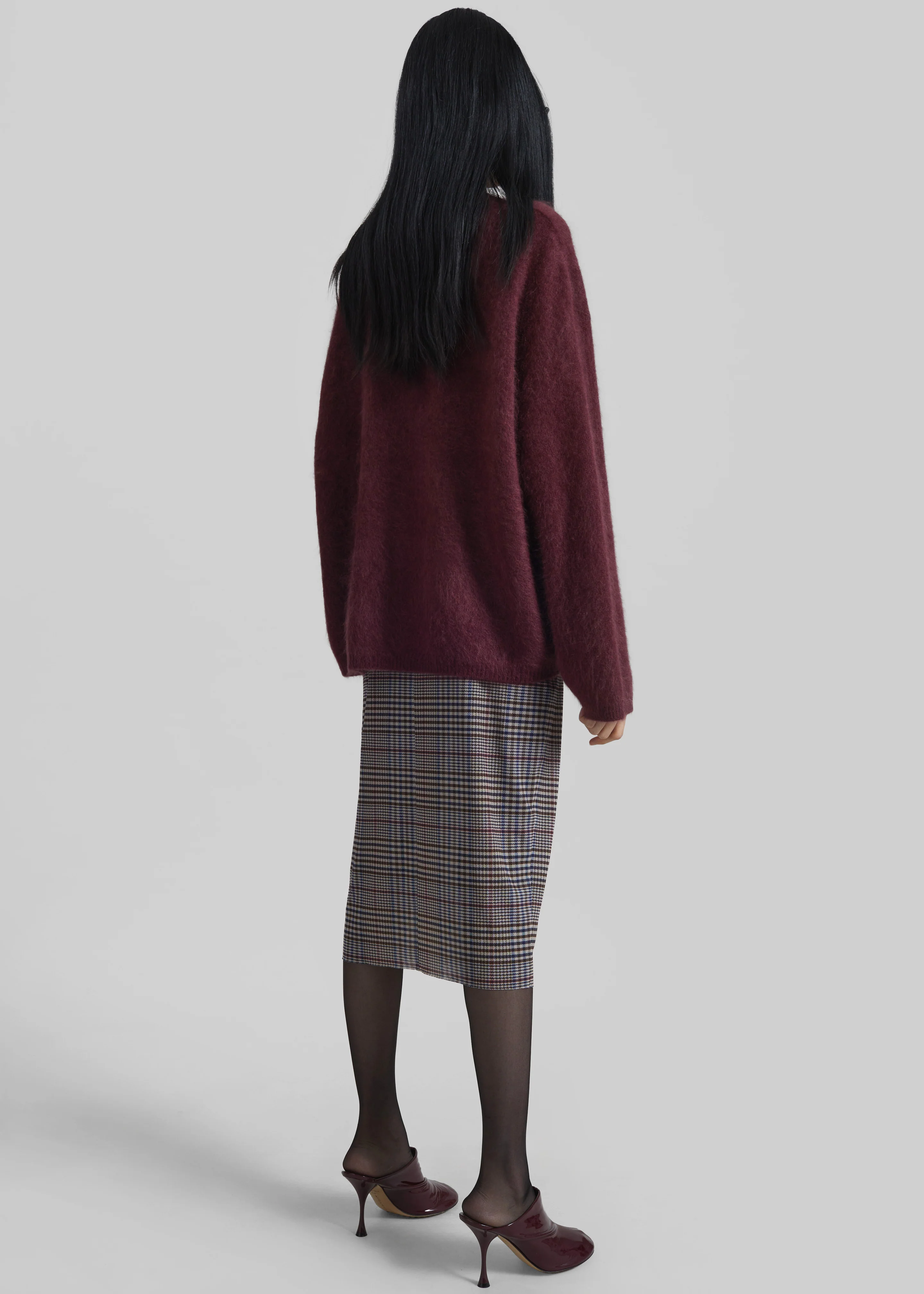 Aurora Sheer Mesh Skirt - Beige Glen Plaid - Image 9
