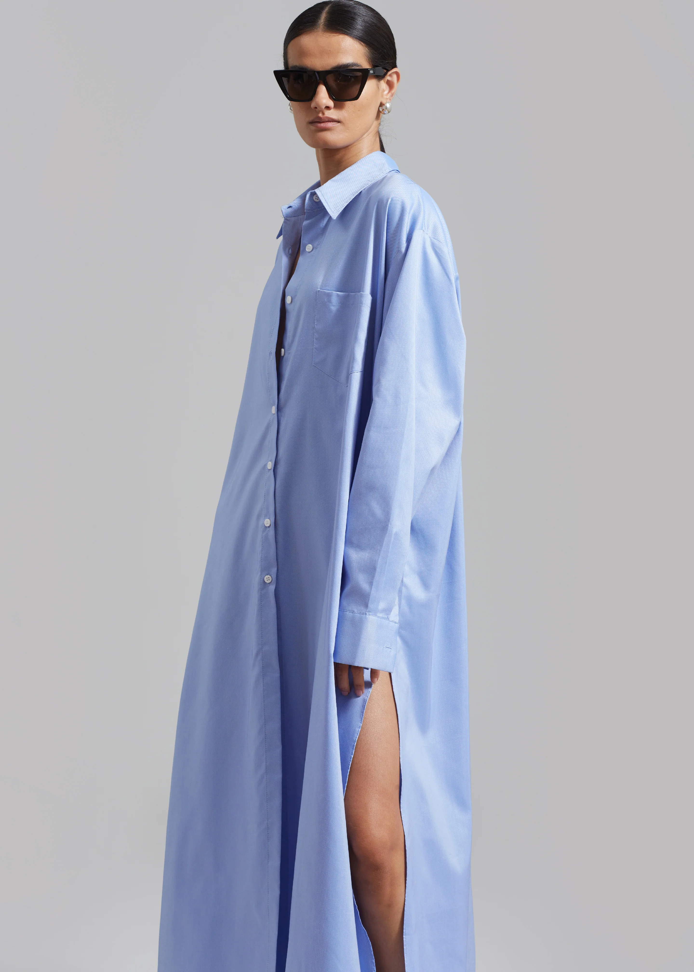 Avery Shirt Dress - Blue - Image 6