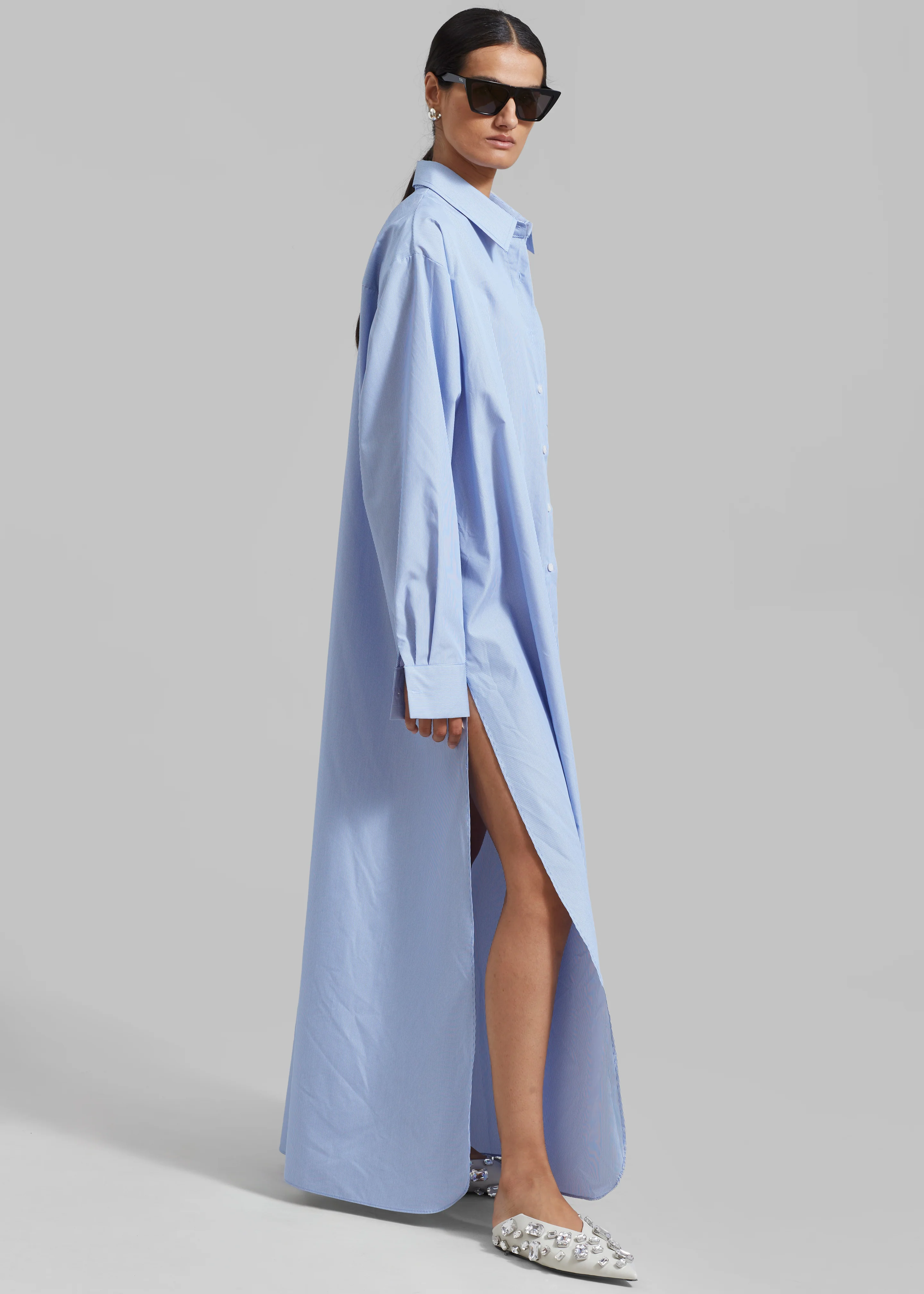 Avery Shirt Dress - Blue Stripe - Image 2