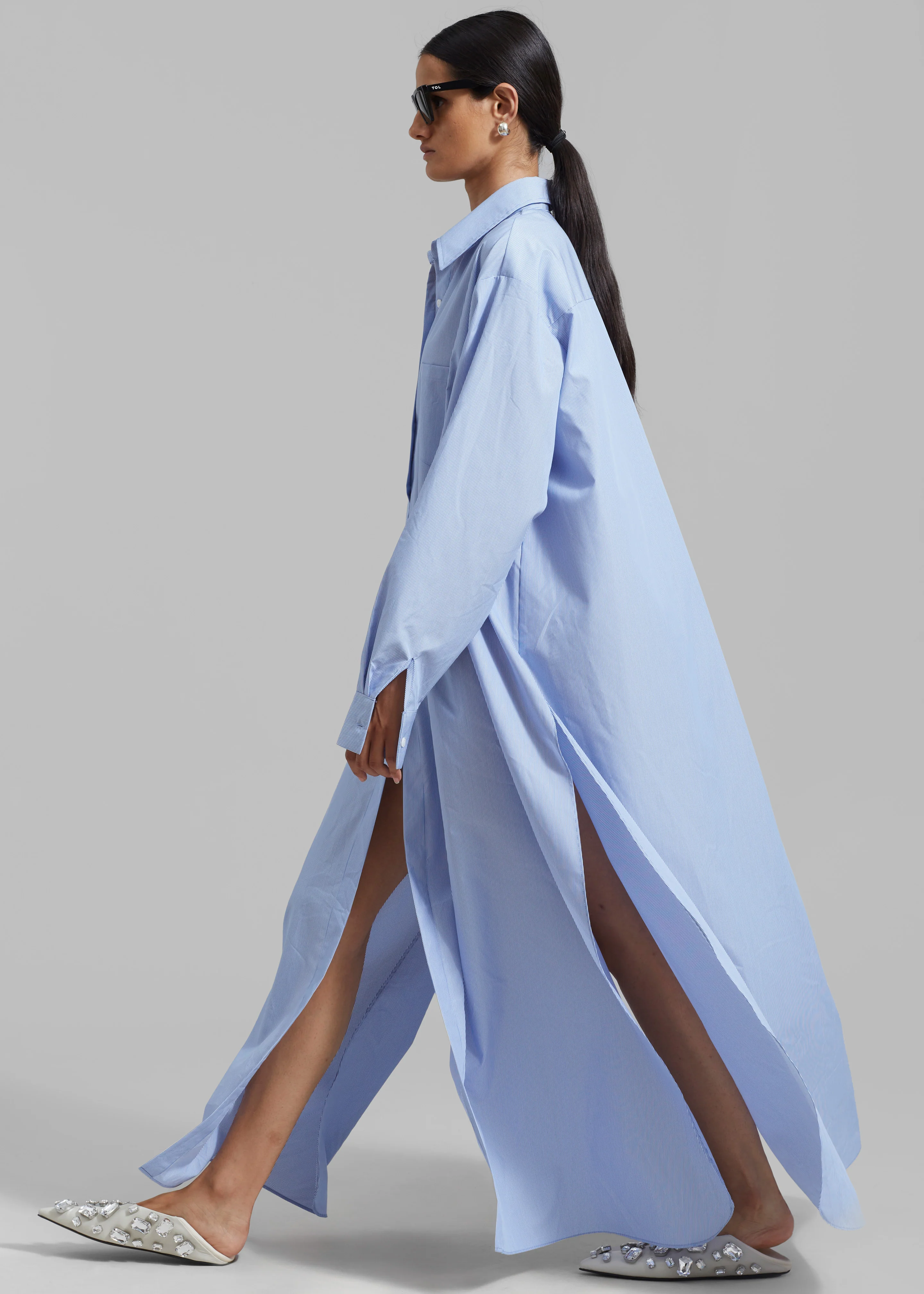 Avery Shirt Dress - Blue Stripe - Image 3