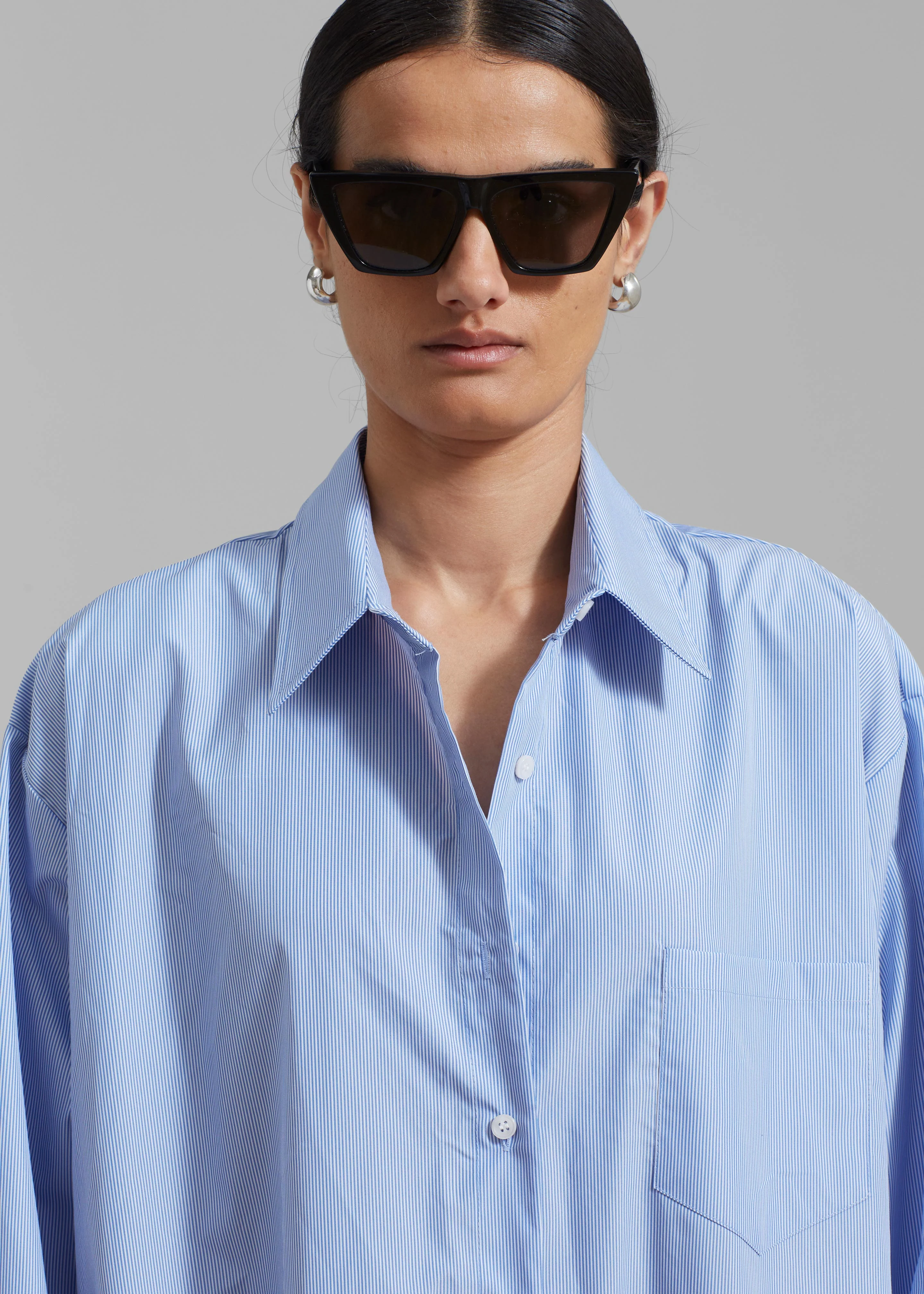 Avery Shirt Dress - Blue Stripe - Image 4