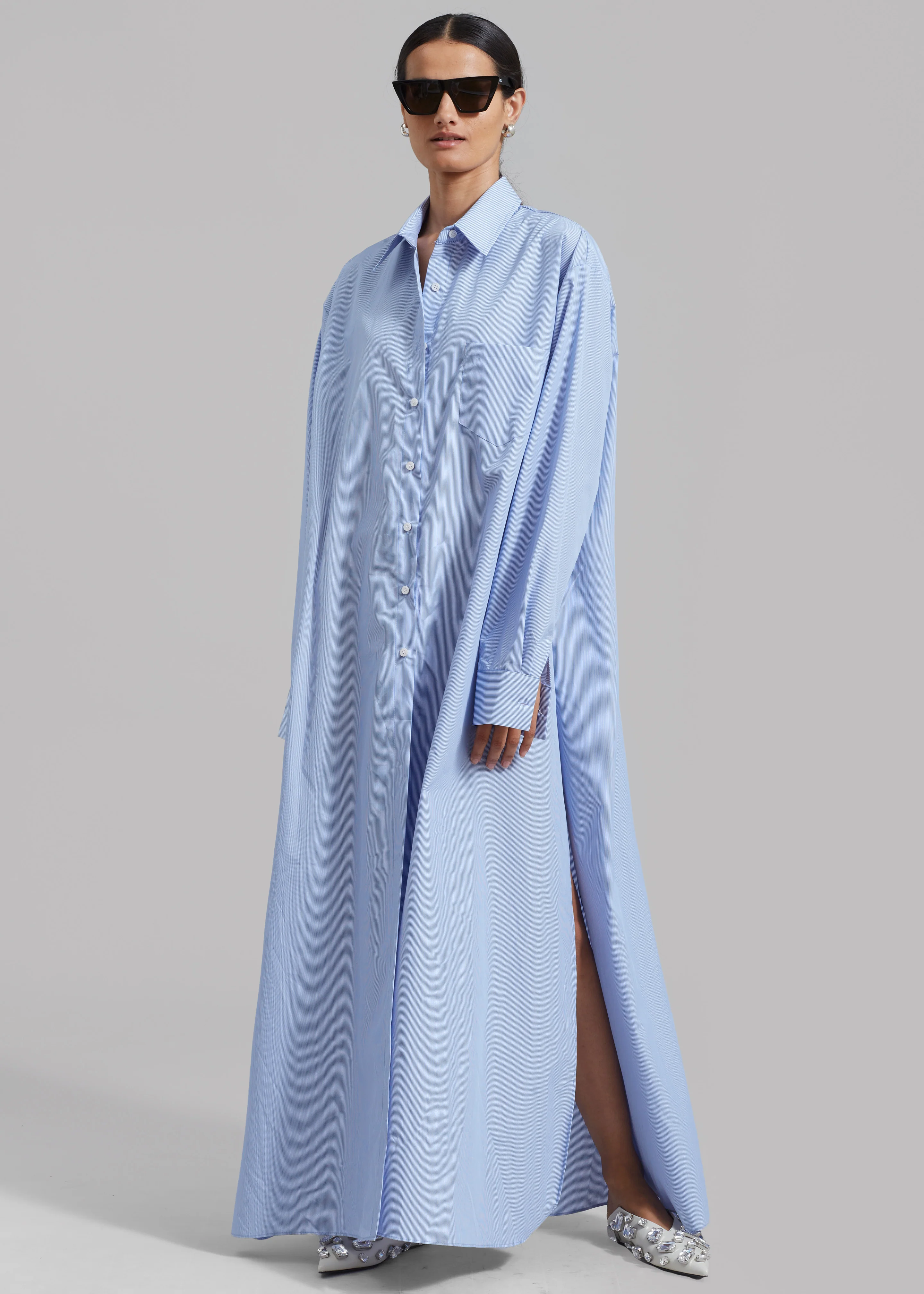 Avery Shirt Dress - Blue Stripe - Image 5