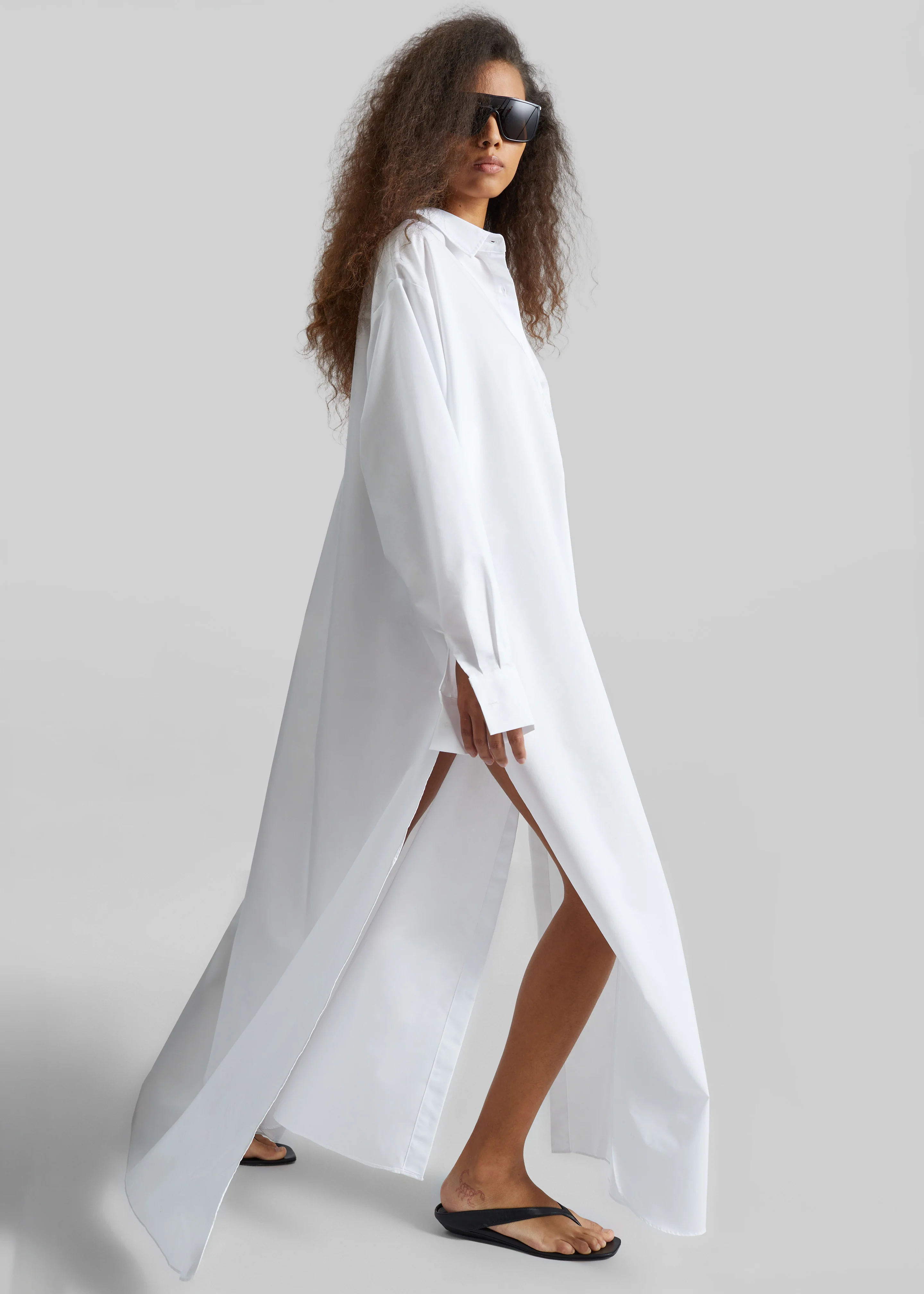 Avery Shirt Dress - White - Image 6