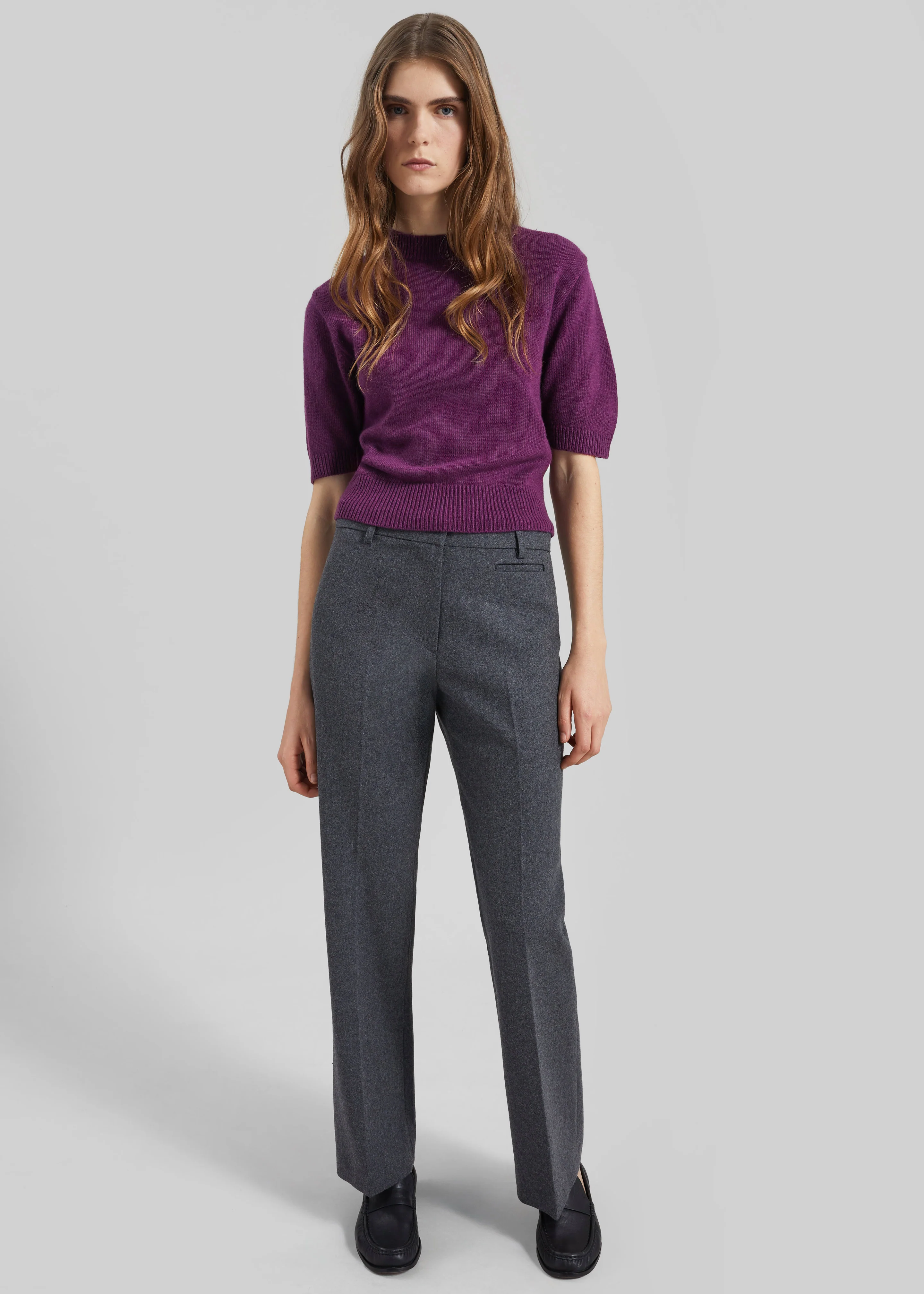 Avize Wool Straight Trousers - Dark Grey - Image 4