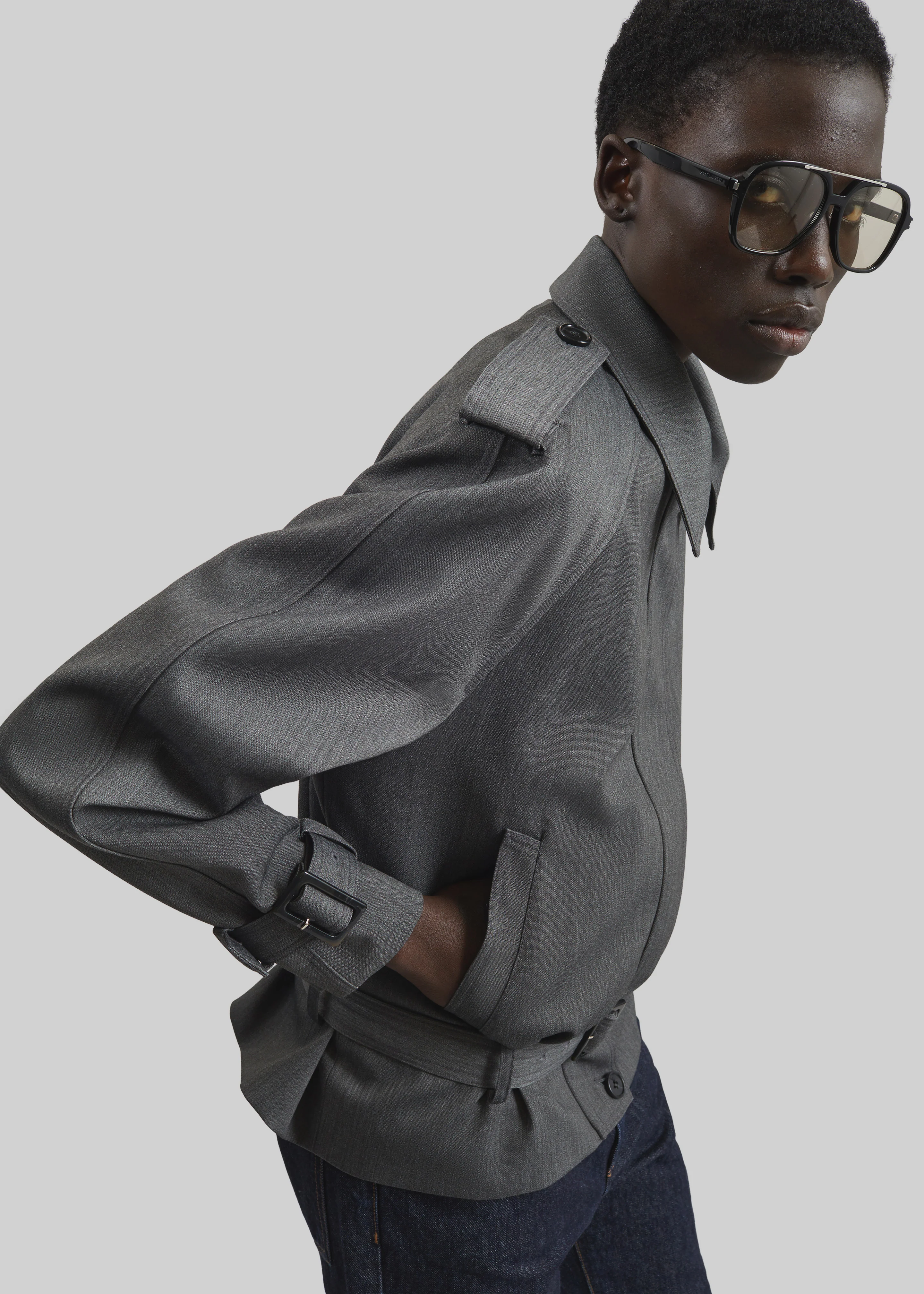 Avray Short Trench - Grey - Image 3