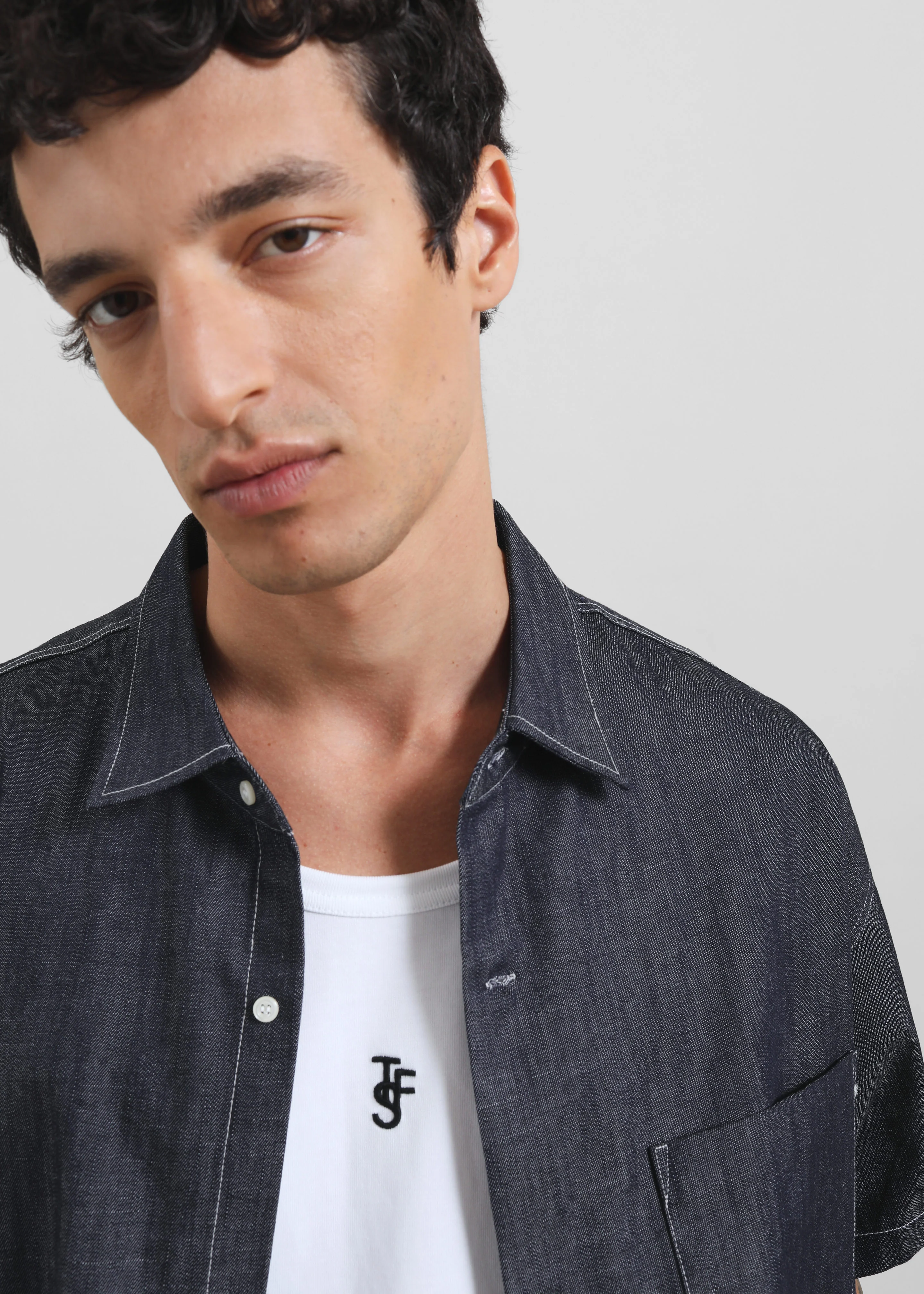 Axton Denim Shirt - Dark Wash - Image 3