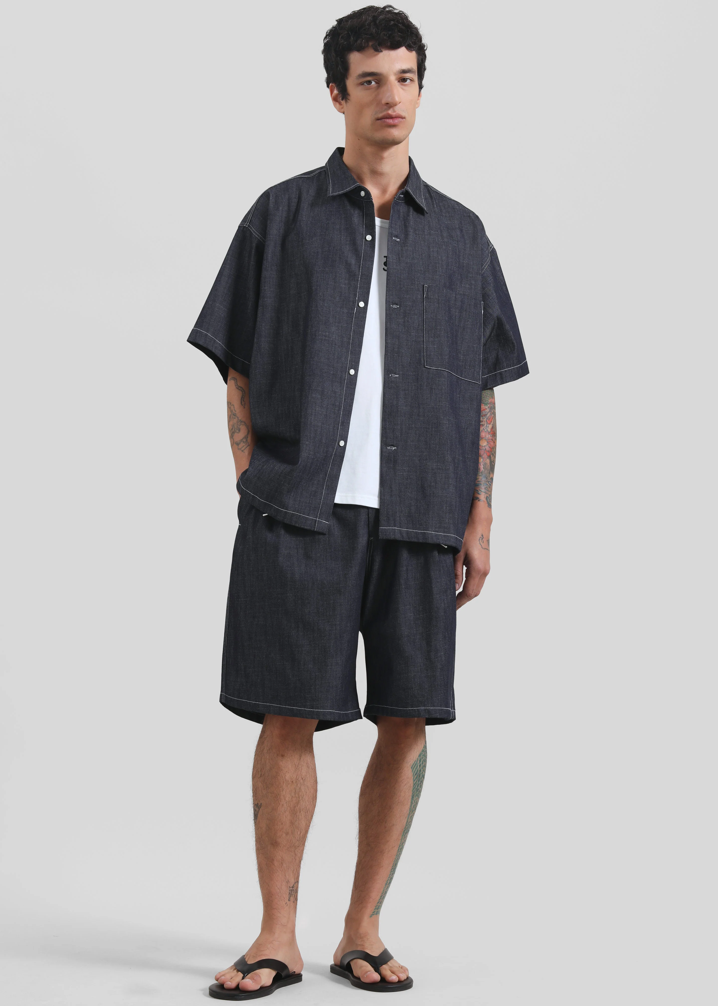 Axton Denim Shorts - Dark Wash - Image 3
