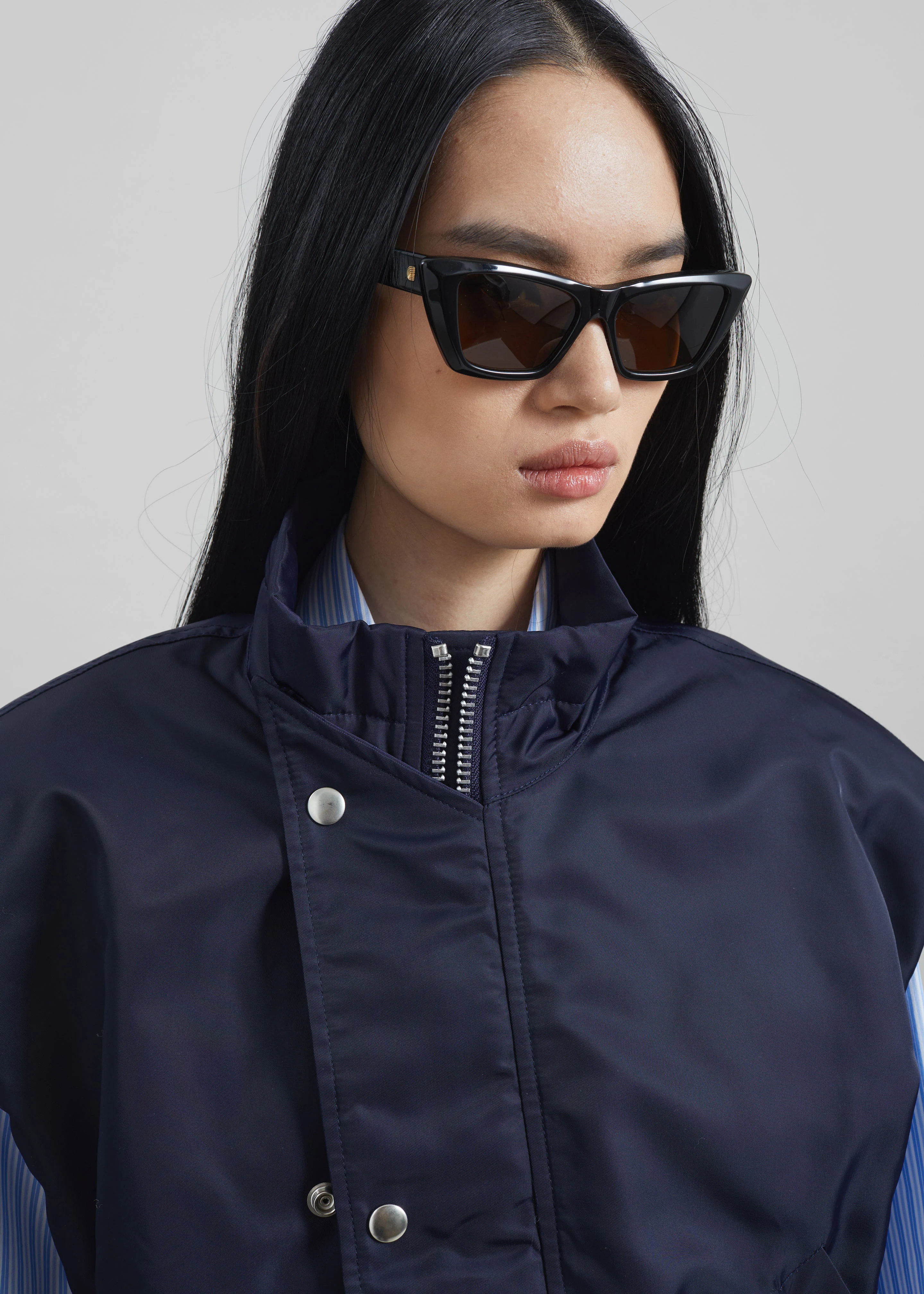 Aysen Sleeveless Bomber Jacket - Navy - Image 4