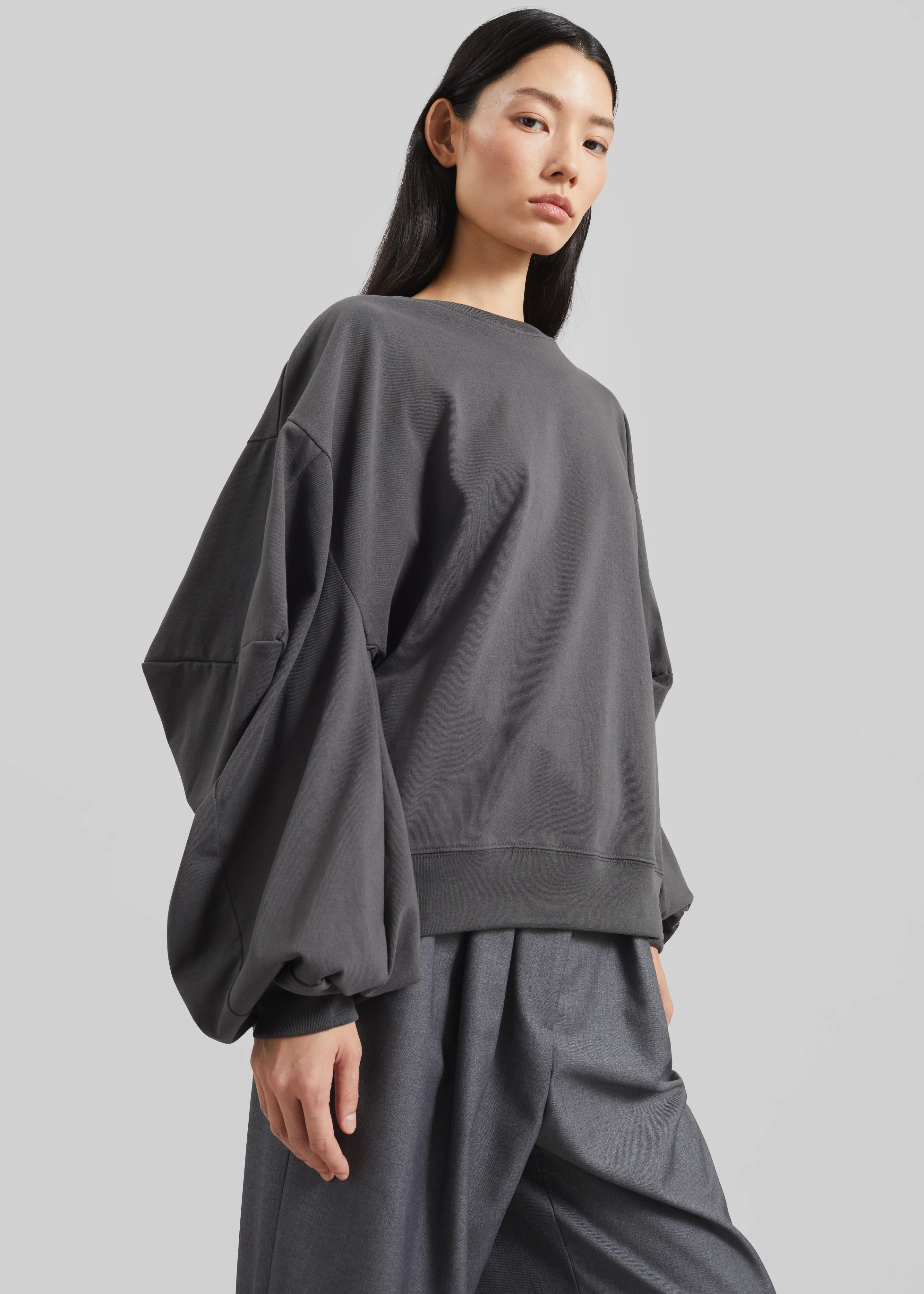 Balve Balloon Sleeve Sweatshirt - Grey - Image 2