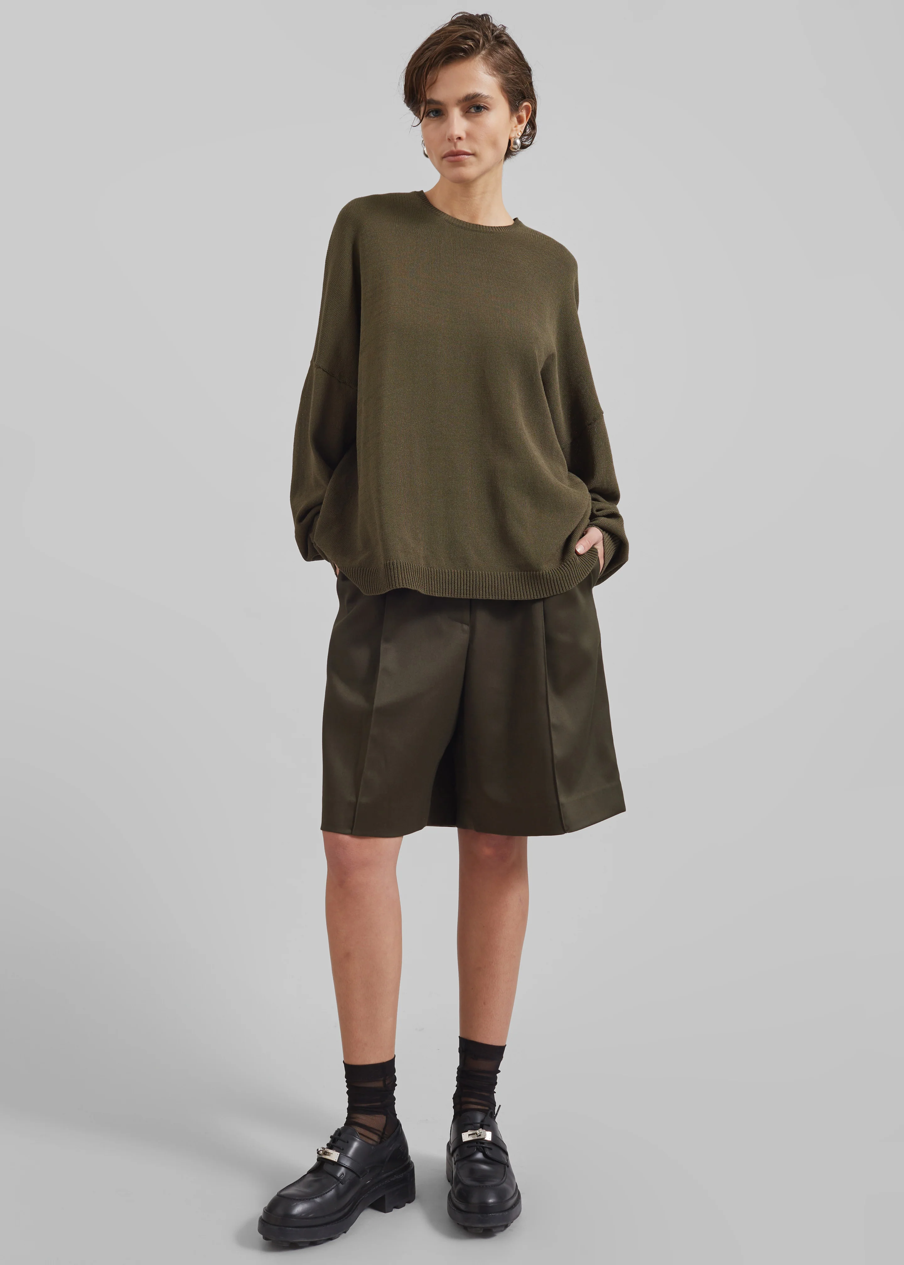 Basel Crew Neck Sweater - Khaki - Image 3