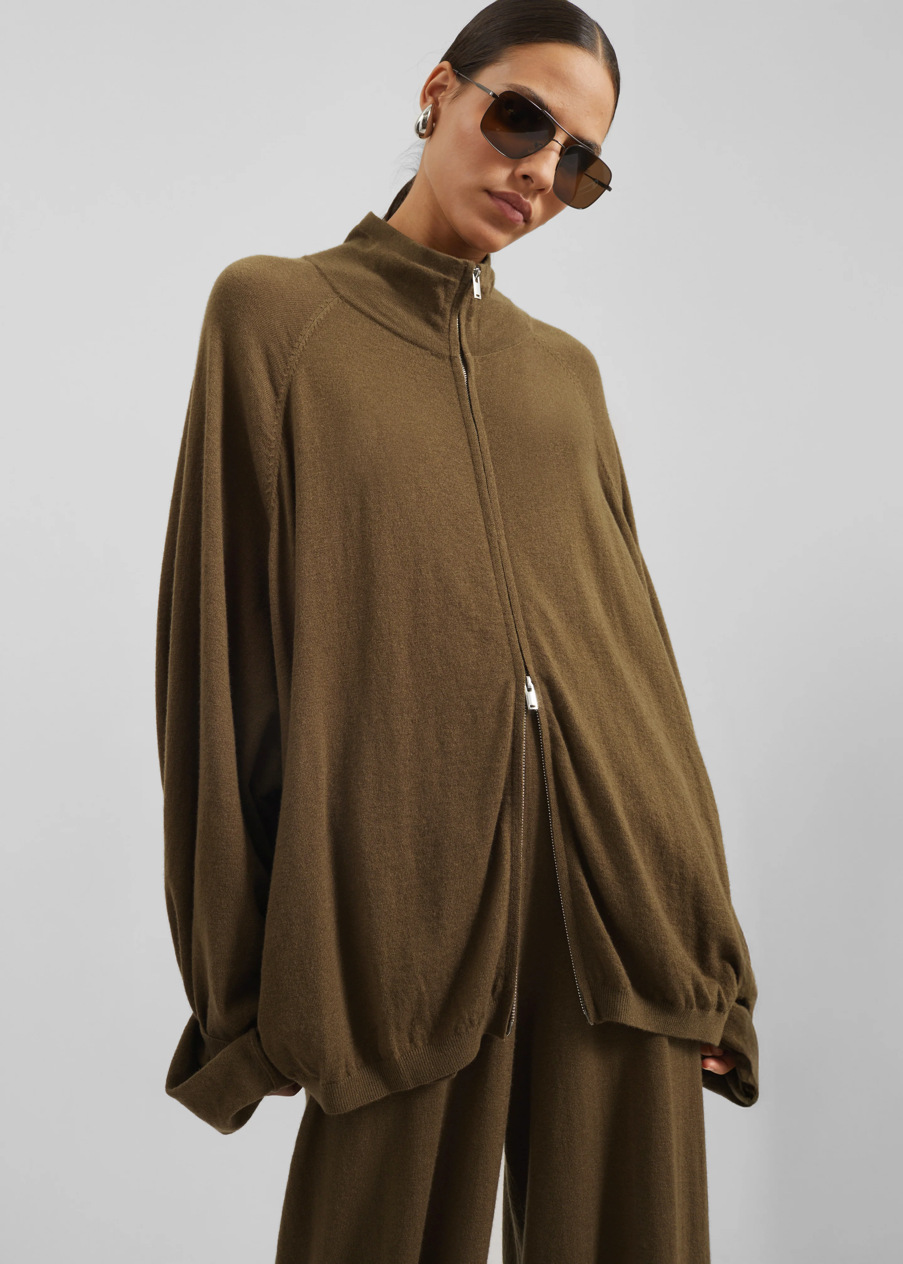Baxe Knit Track Jacket - Dark Camel - Image 2