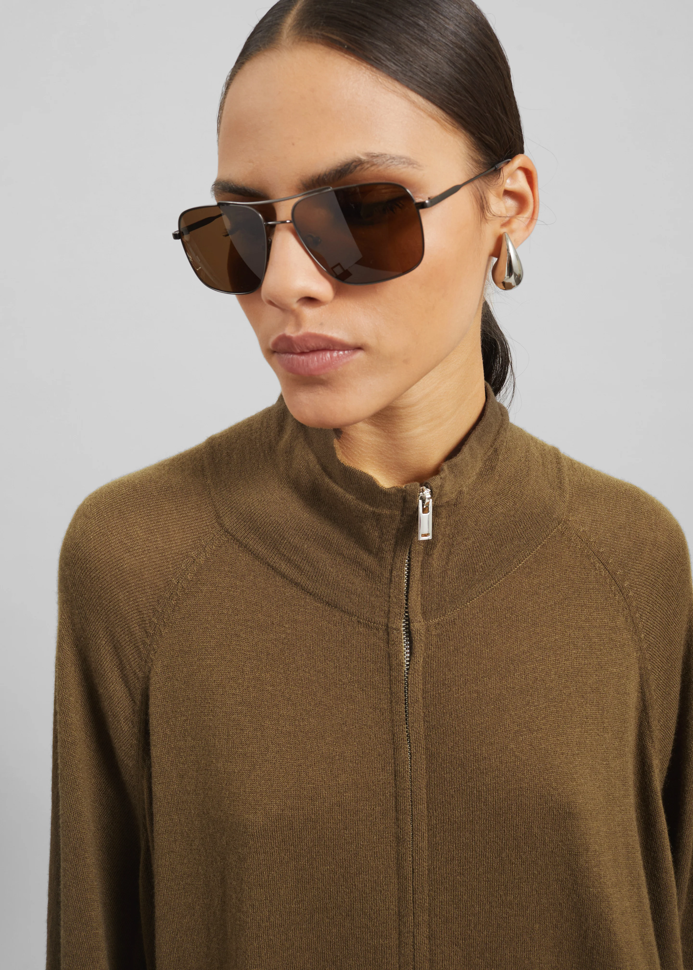 Baxe Knit Track Jacket - Dark Camel - Image 3