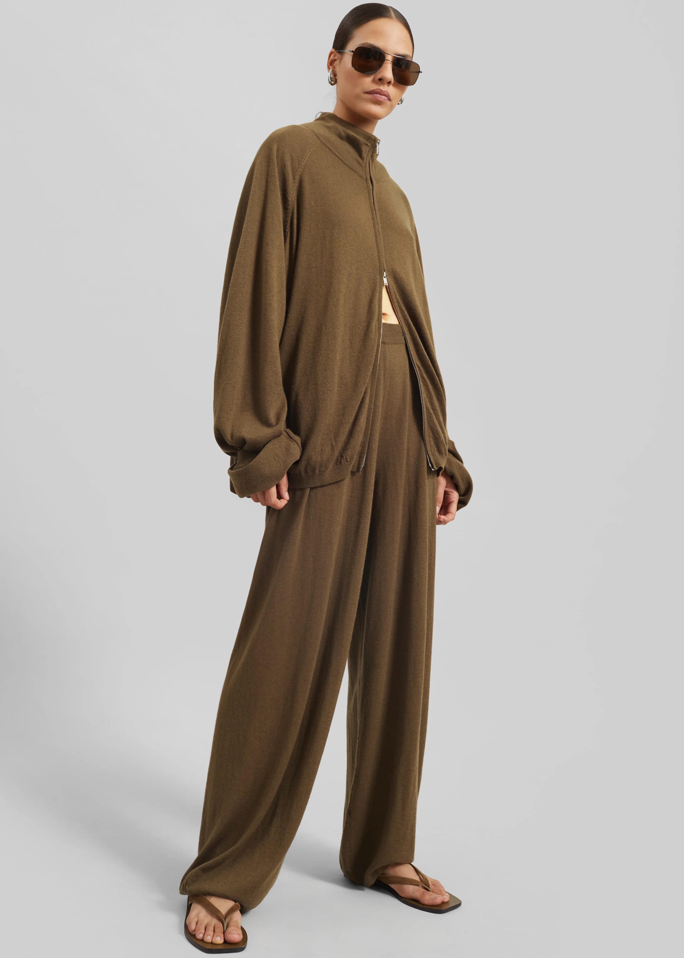 Baxe Knit Track Jacket - Dark Camel - Image 5